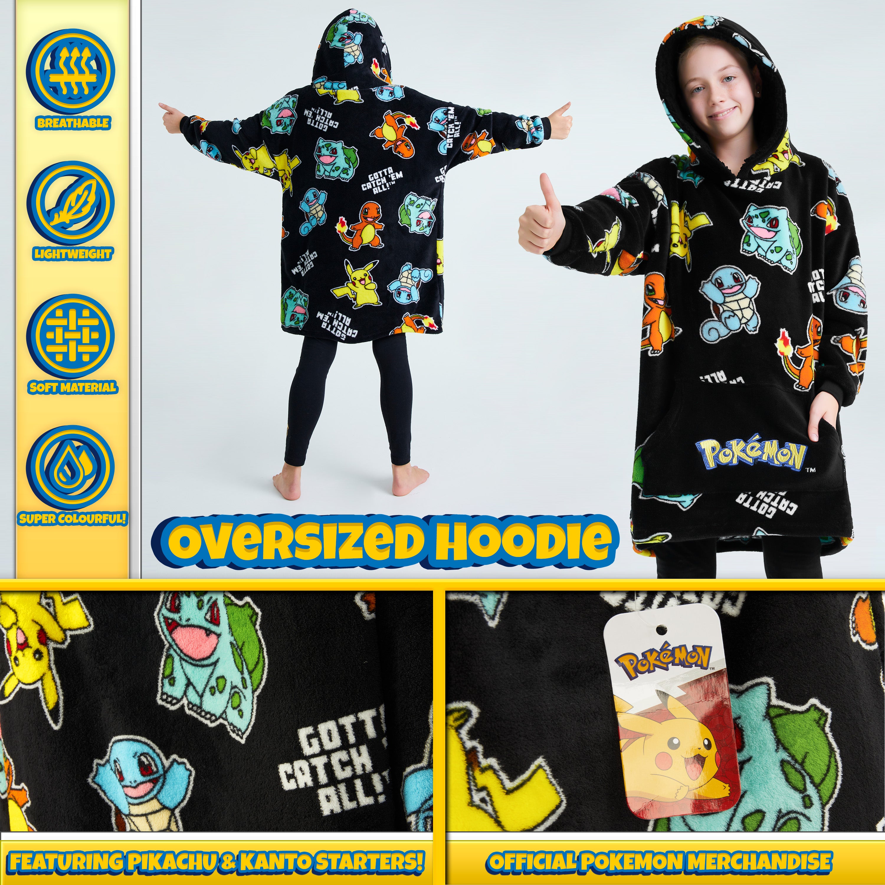 pok-mon-sweat-plaid-enfant-hoodie-pikachu-noir-tout-over image 3