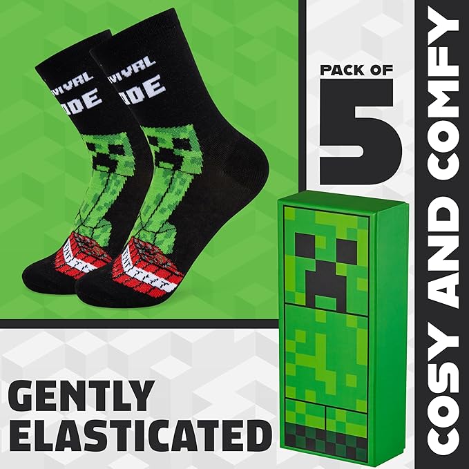 minecraft-chaussettes-gar-on-mi-mollet-lot-multipack image 4