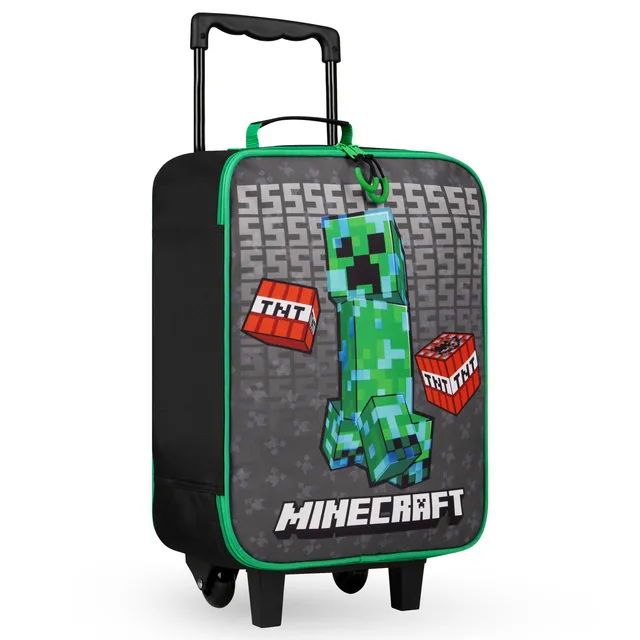 minecraft-valise-cabine-enfant-pliable-roulettes-creeper image 1