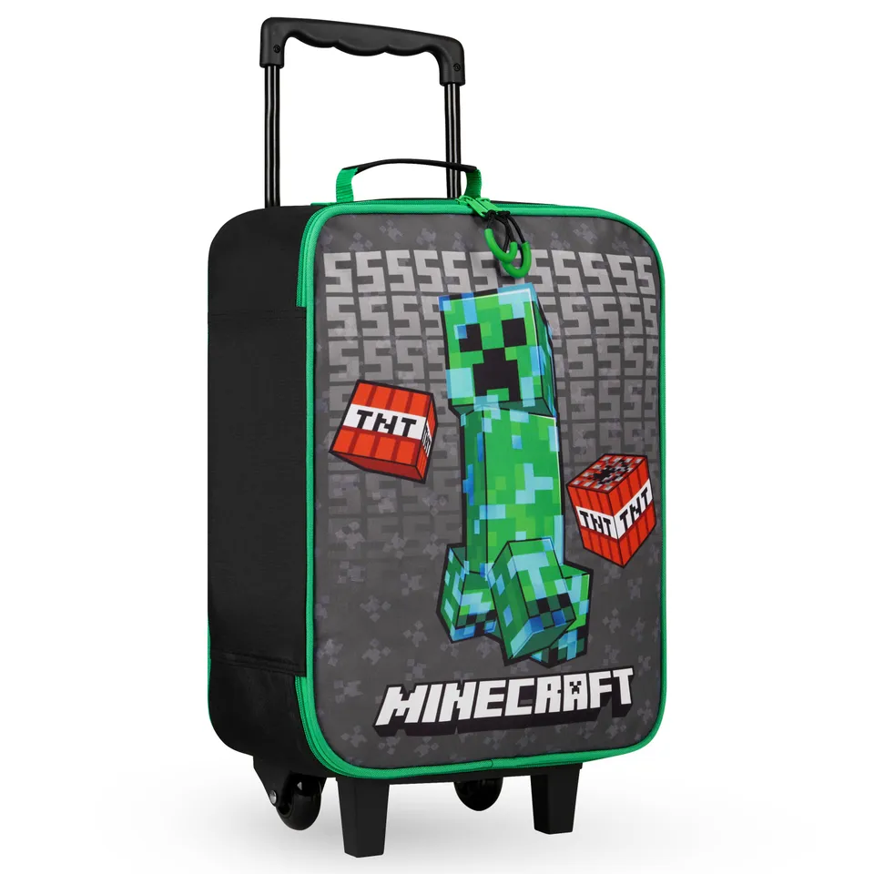 minecraft-valise-cabine-enfant-pliable-roulettes-creeper image 1