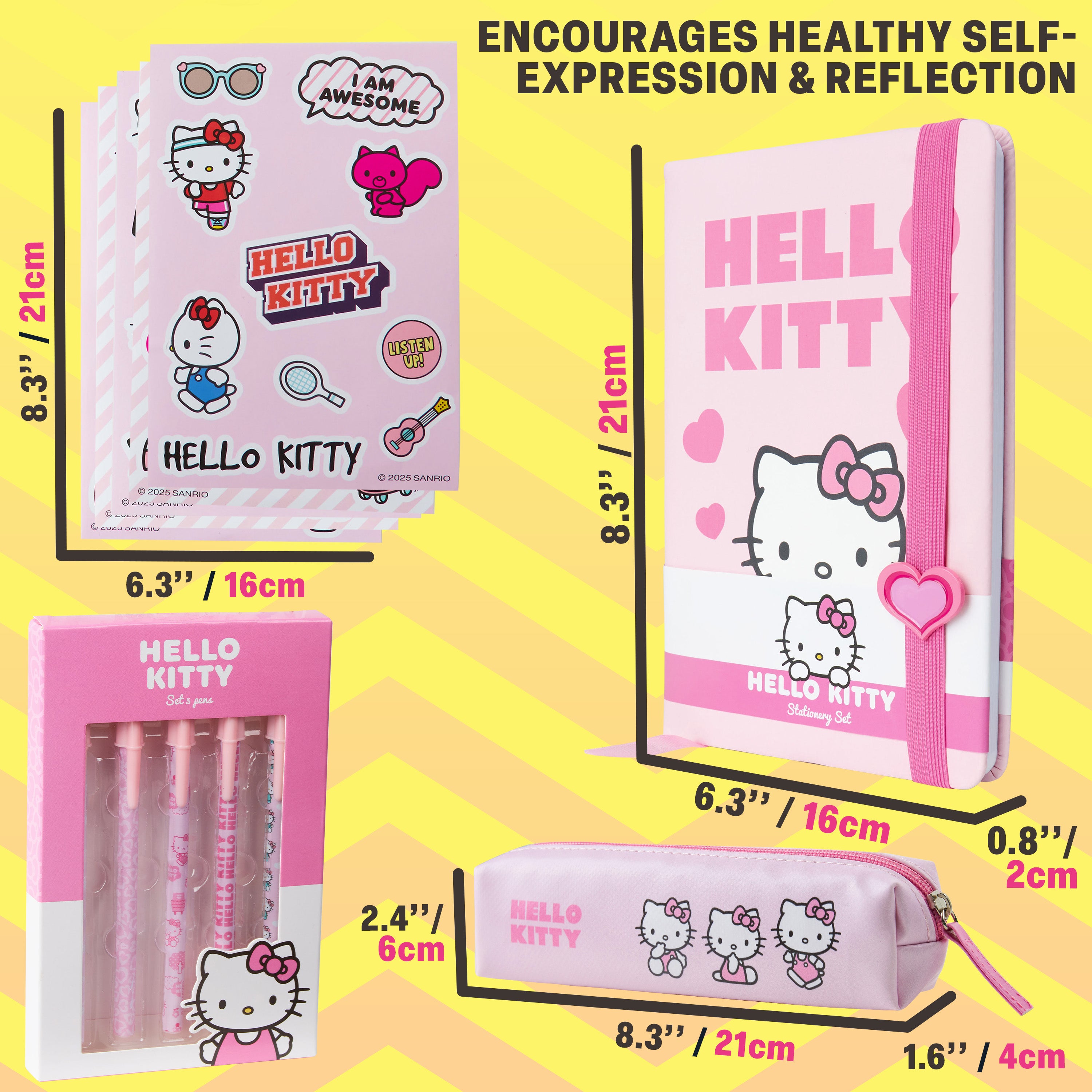 hello-kitty-set-papeterie-rose-trousse-carnet-stickers-stylos image 6