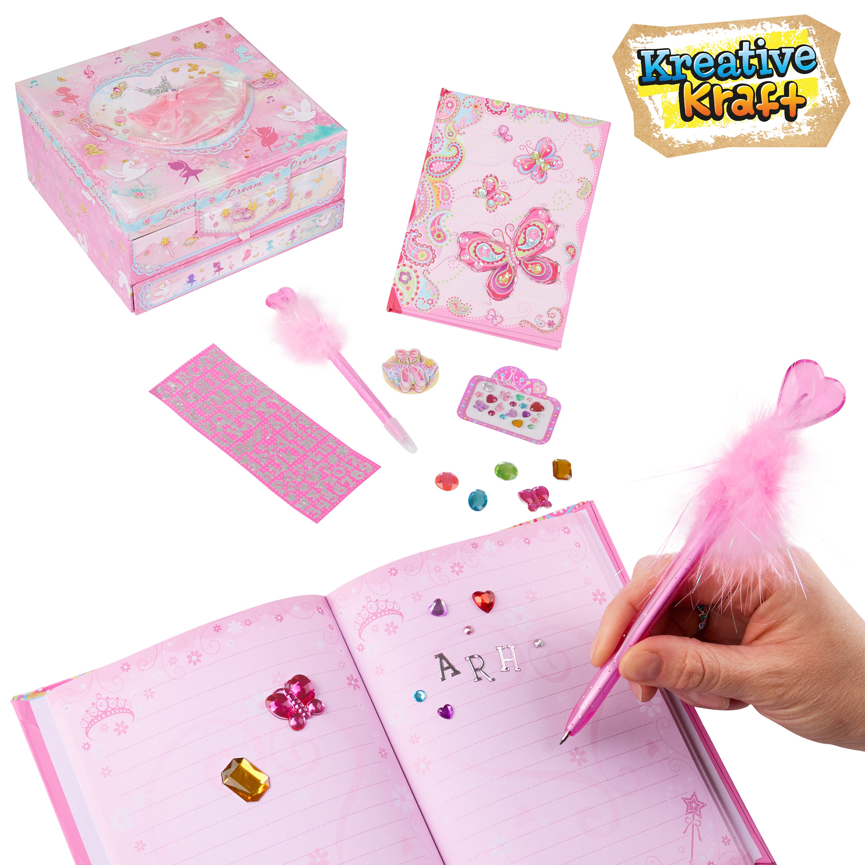 journal-fille-papillon-coffret-diy-avec-stylo-peluche image 3