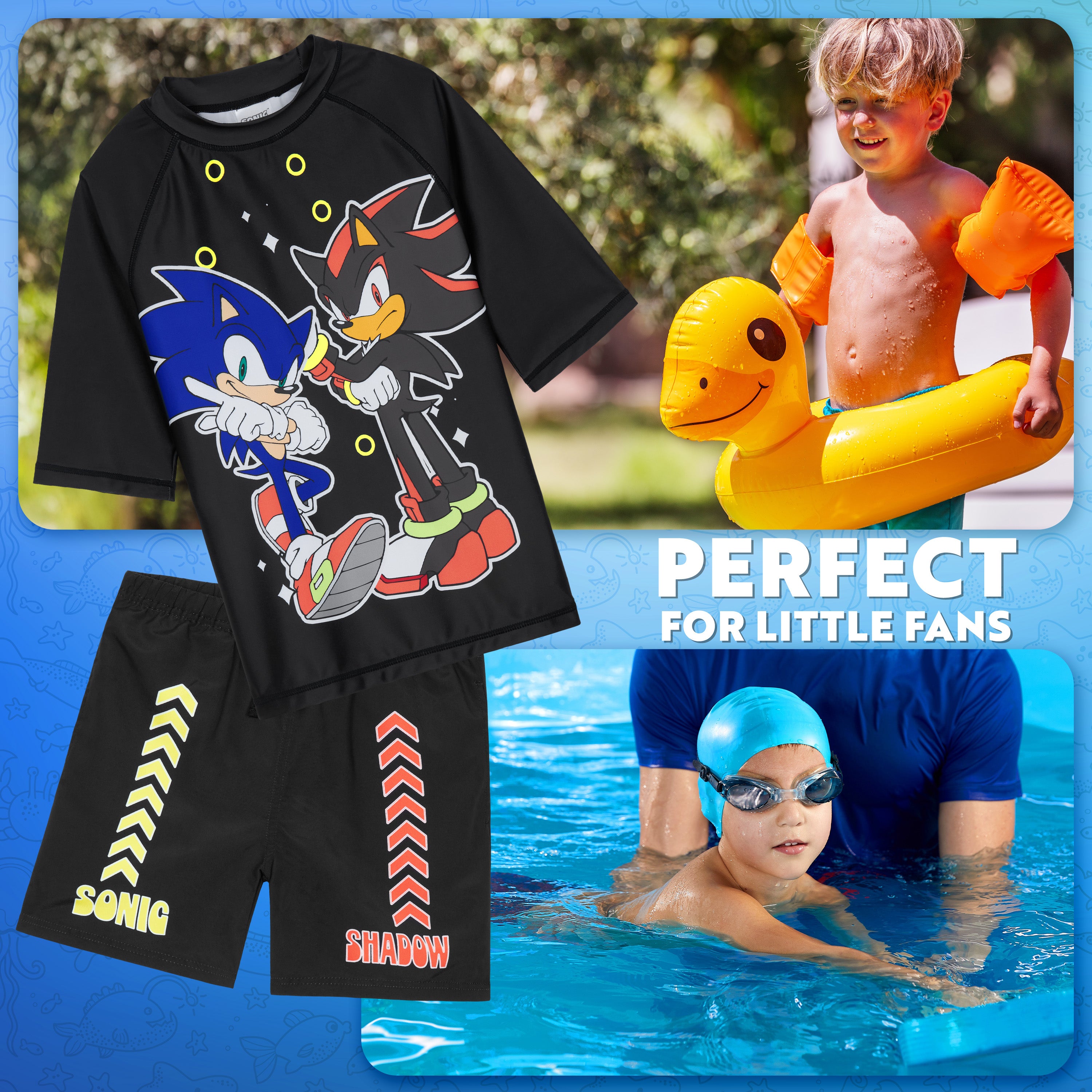 sonic-maillot-de-bain-gar-on-2-pi-ces-7-8-ans-rash-guard image 2