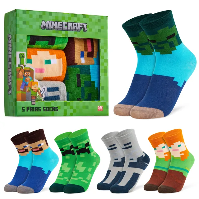 get-trend-minecraft-chaussettes-gar-on-mi-mollet-lot-3-5 image 1