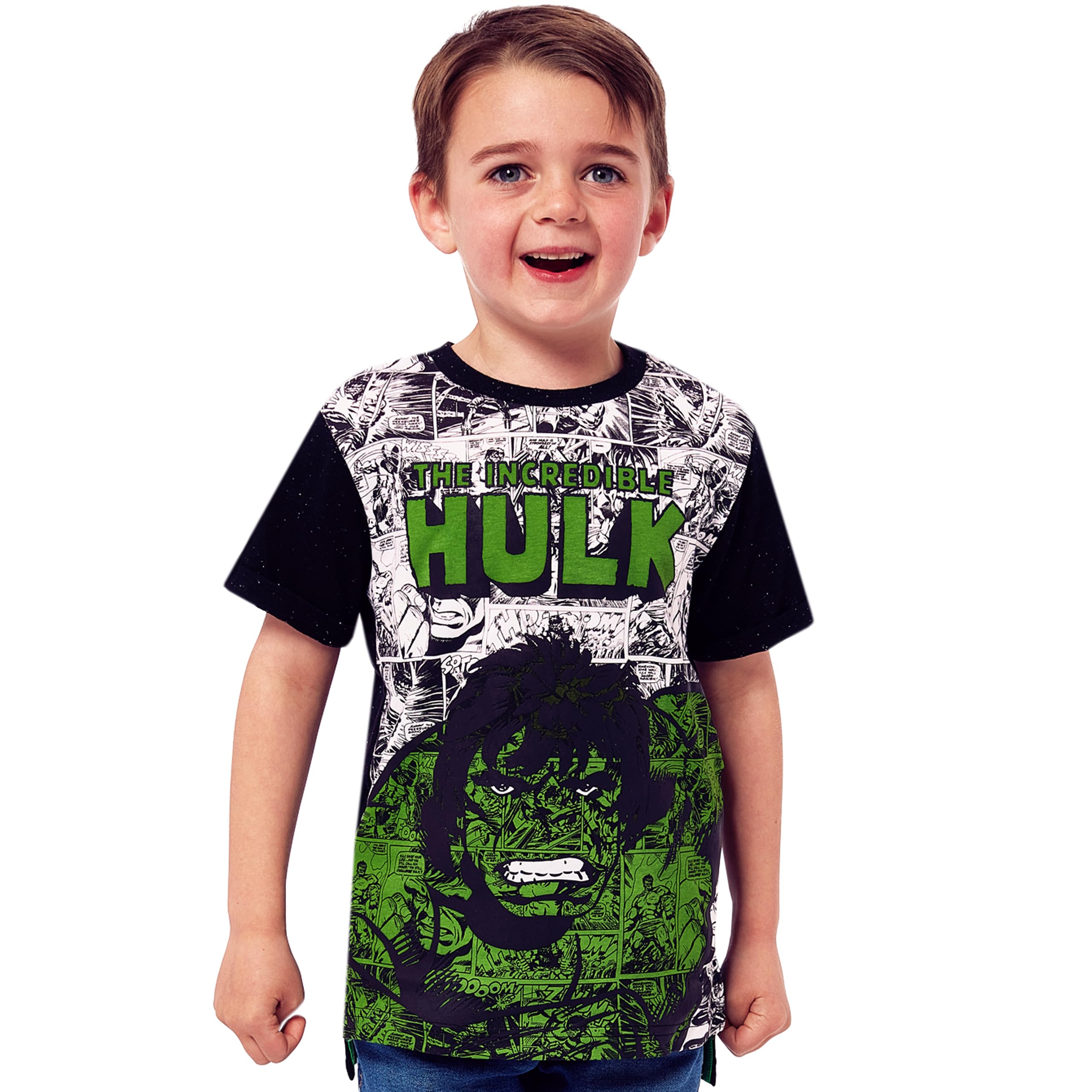 marvel-hulk-t-shirt-gar-on-7-8-ans-manches-courtes-vert-coton image 4