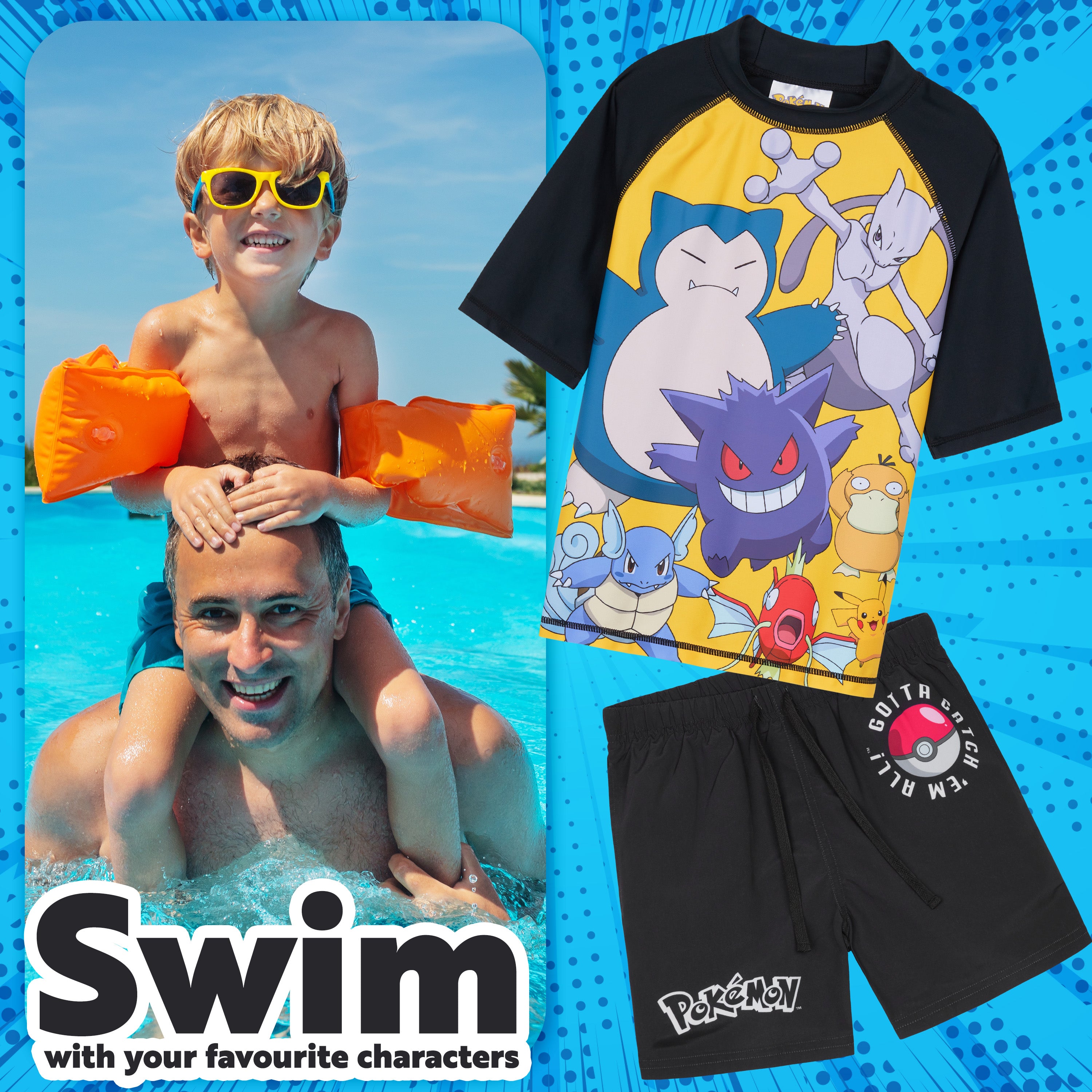 pok-mon-boys-maillot-de-bain-gar-on-2-pi-ces-short-haut-5-6-ans image 3