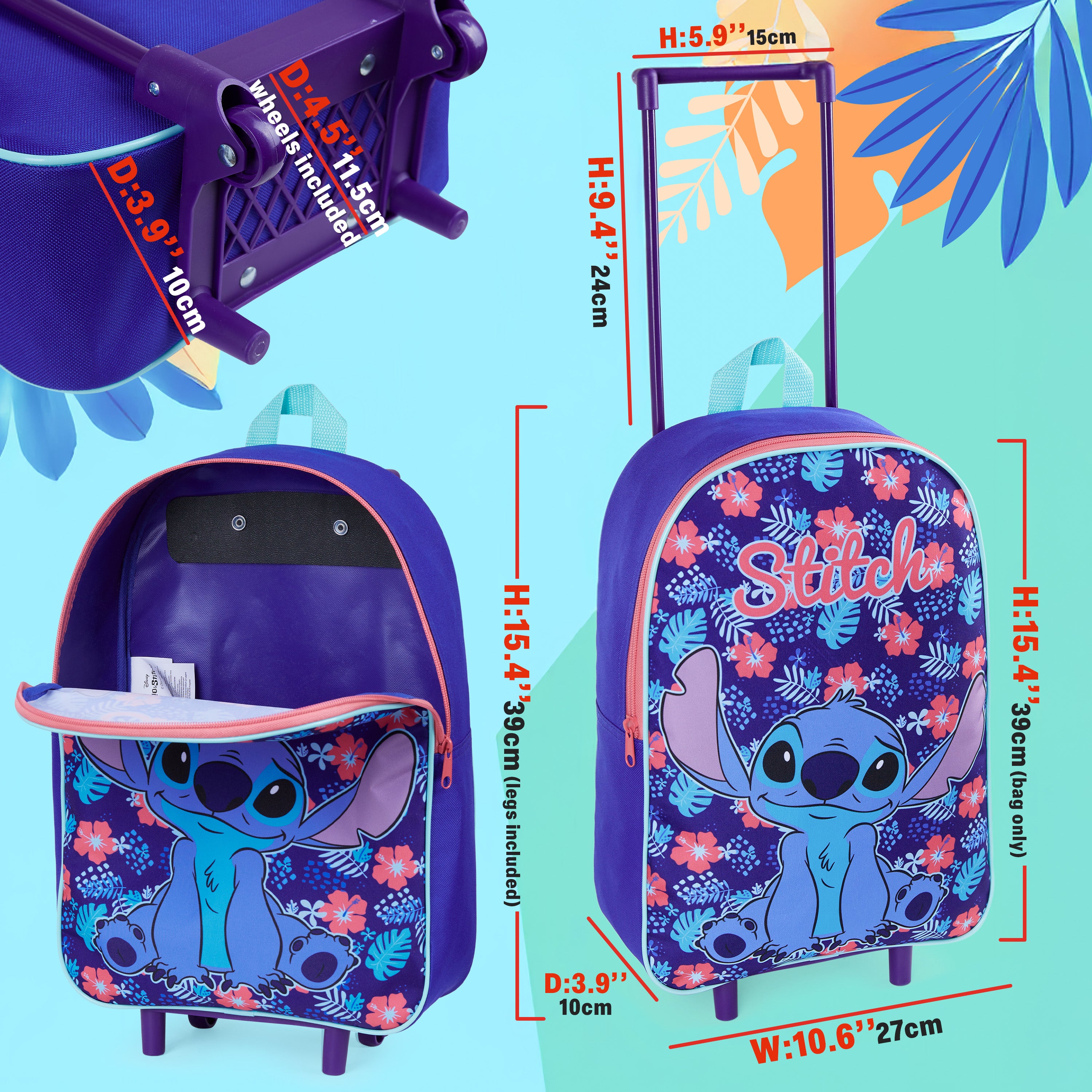 get-trend-stitch-valise-enfant-trolley-pliable-10-5-l image 7