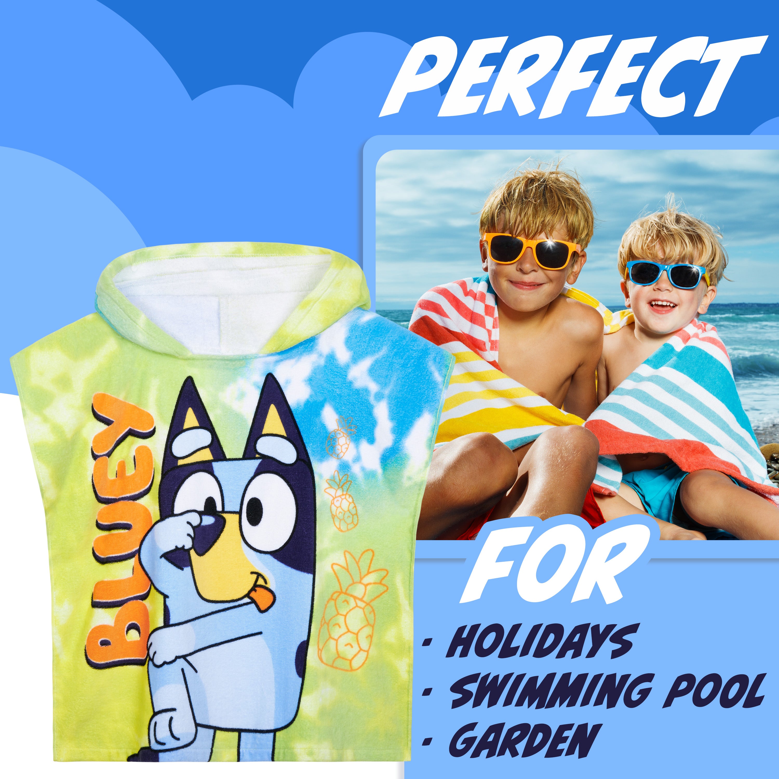 bluey-poncho-de-bain-enfant-capuche-coton-3-8-ans-multicolore image 2