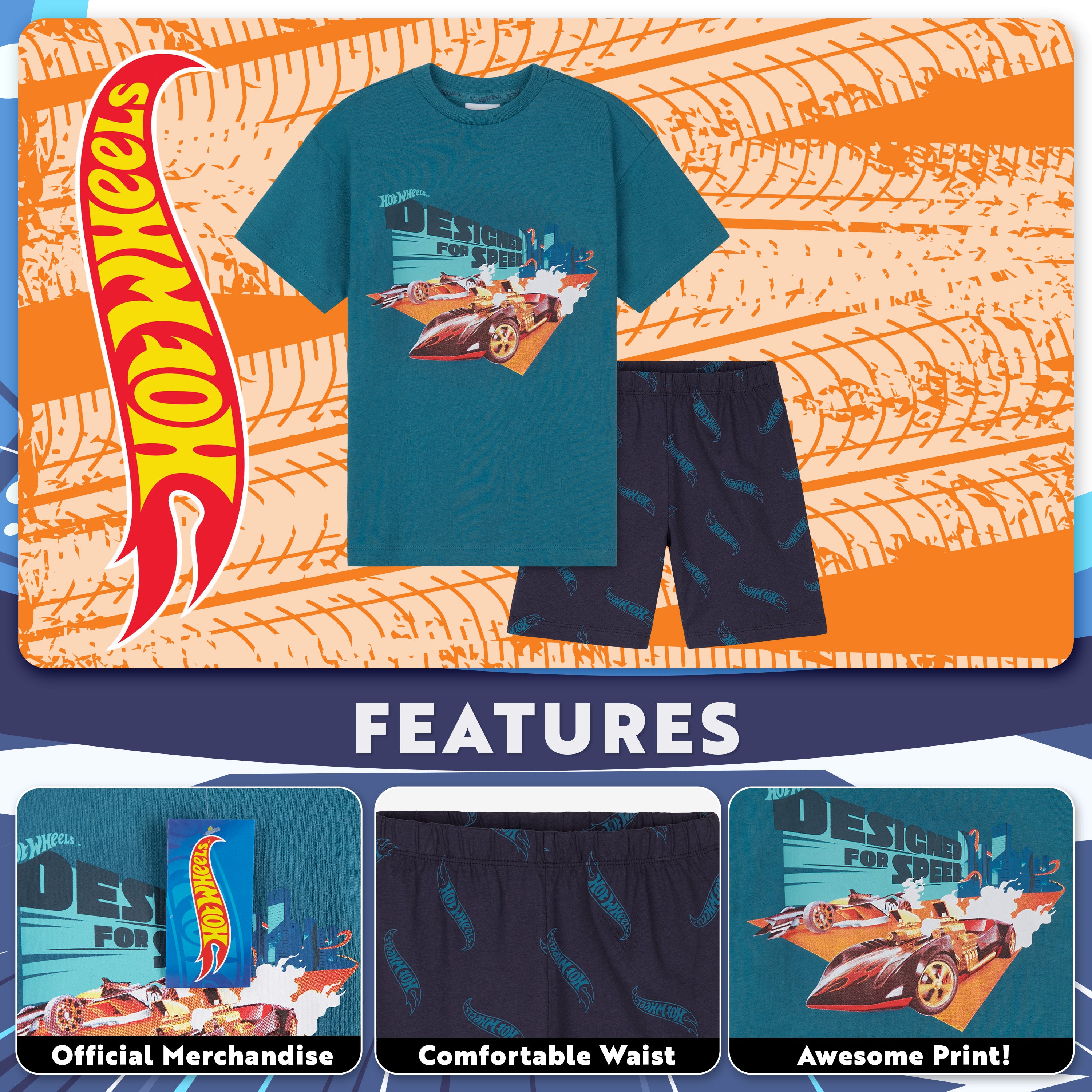 hot-wheels-pyjama-court-coton-bleu-gar-on-7-8-ans-2-pi-ces image 3
