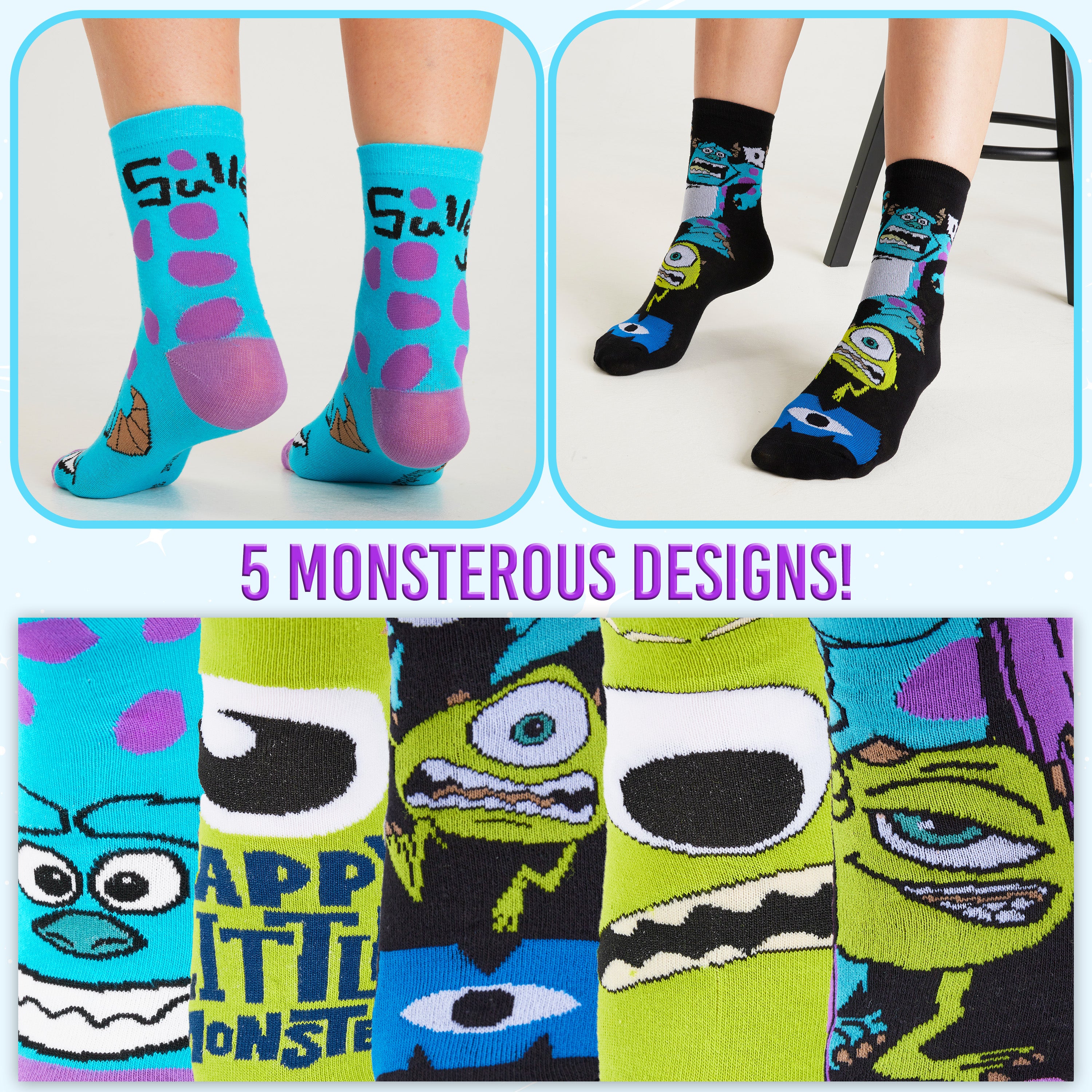 disney-monsters-inc-chaussettes-cheville-femme-lot-5-coton image 4
