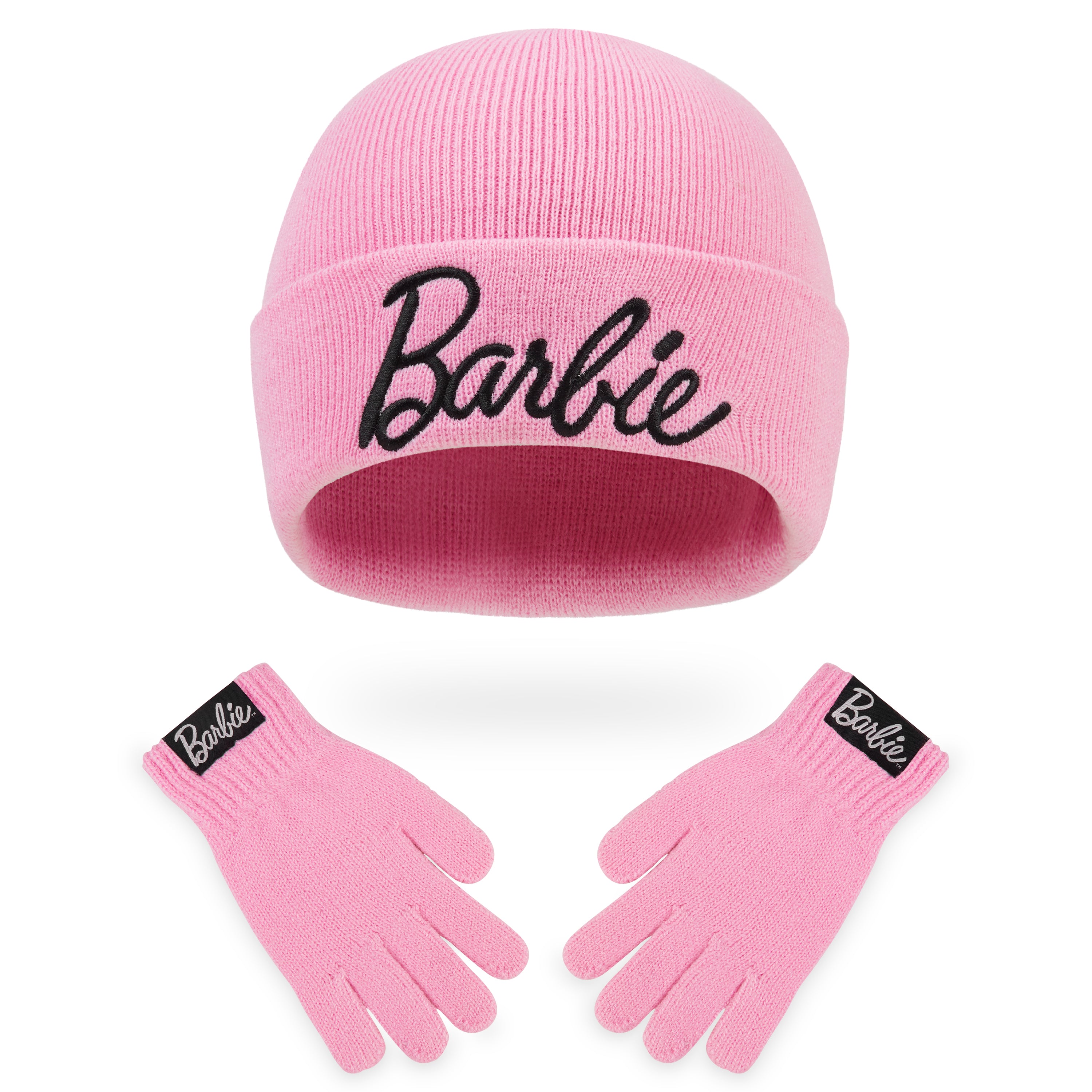 barbie-ensemble-bonnet-pompon-et-gants-fille-acrylique image 1