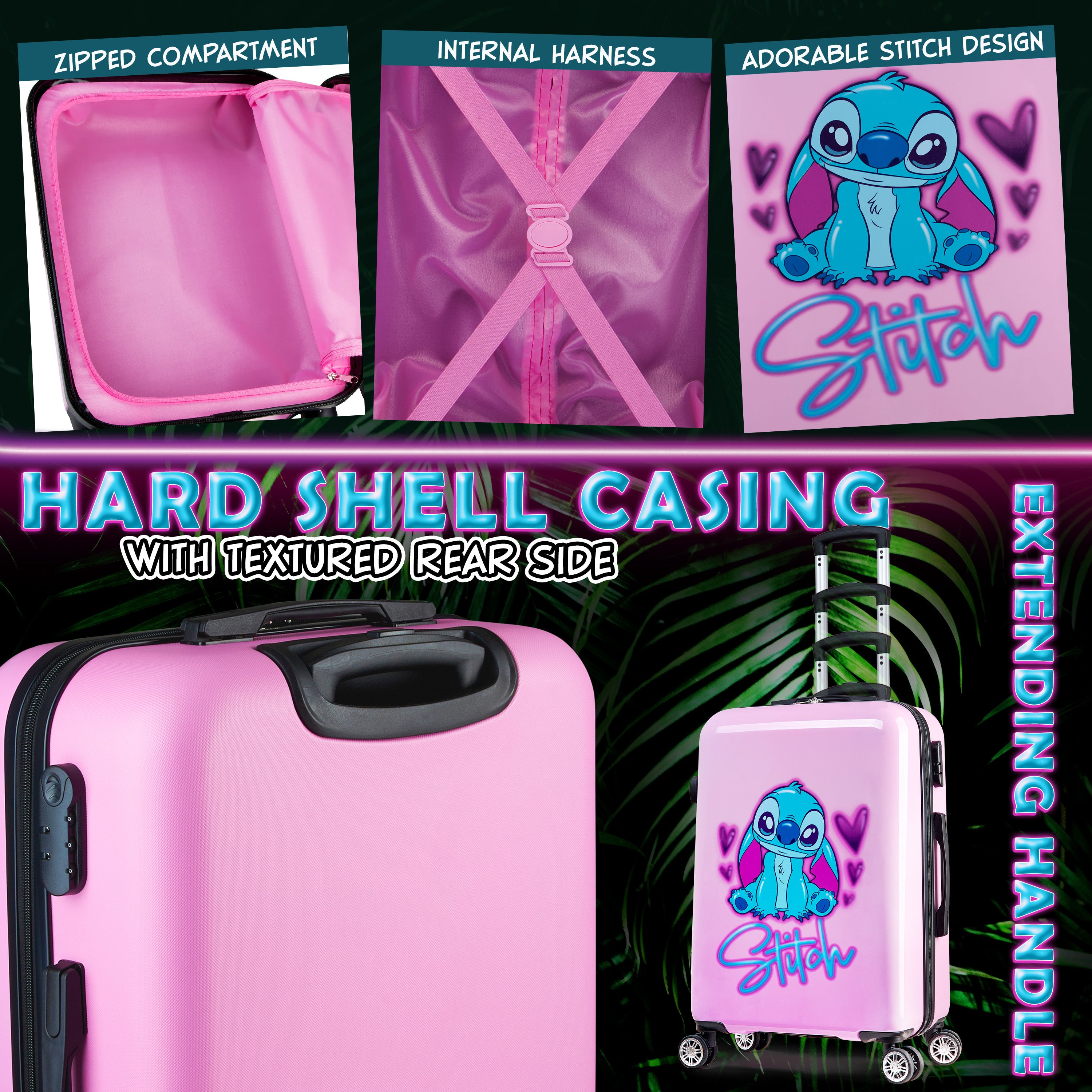 disney-stitch-valise-rigide-rose-m-50l-4-roues-cadenas image 5
