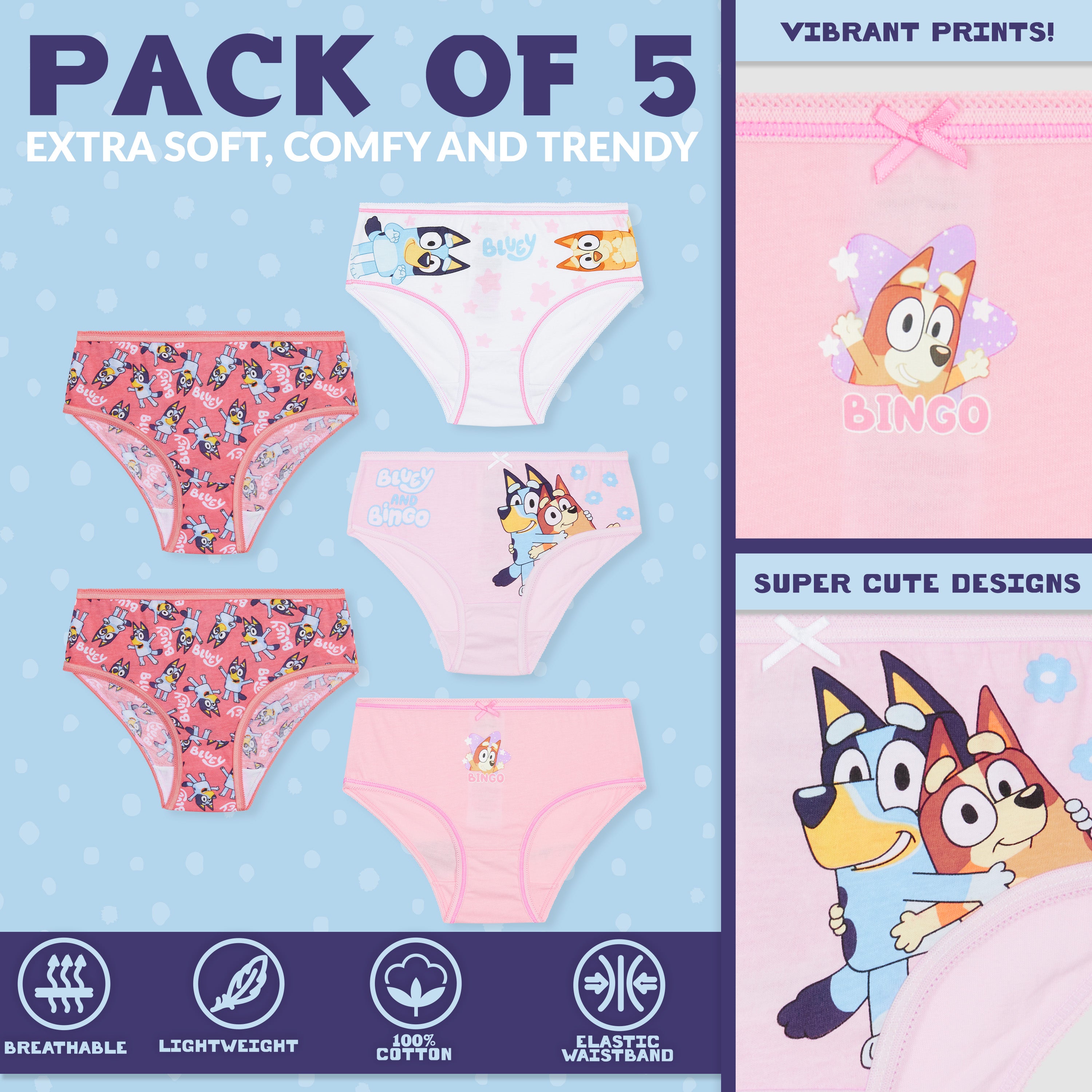bluey-culottes-fille-coton-lot-de-5-motifs image 3