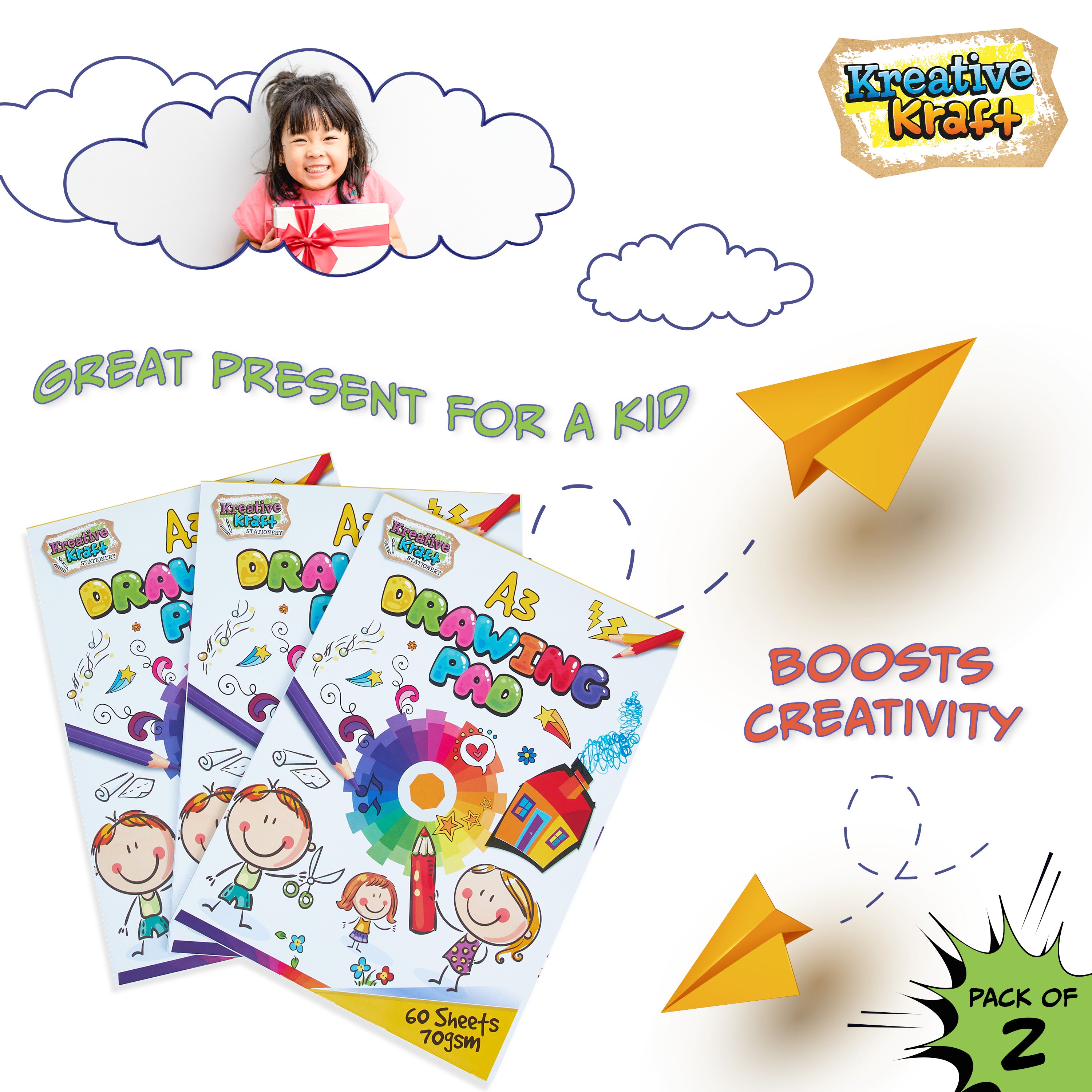 get-trend-arts-crafts-bloc-dessin-a3-enfant-lot-de-2-70g image 2