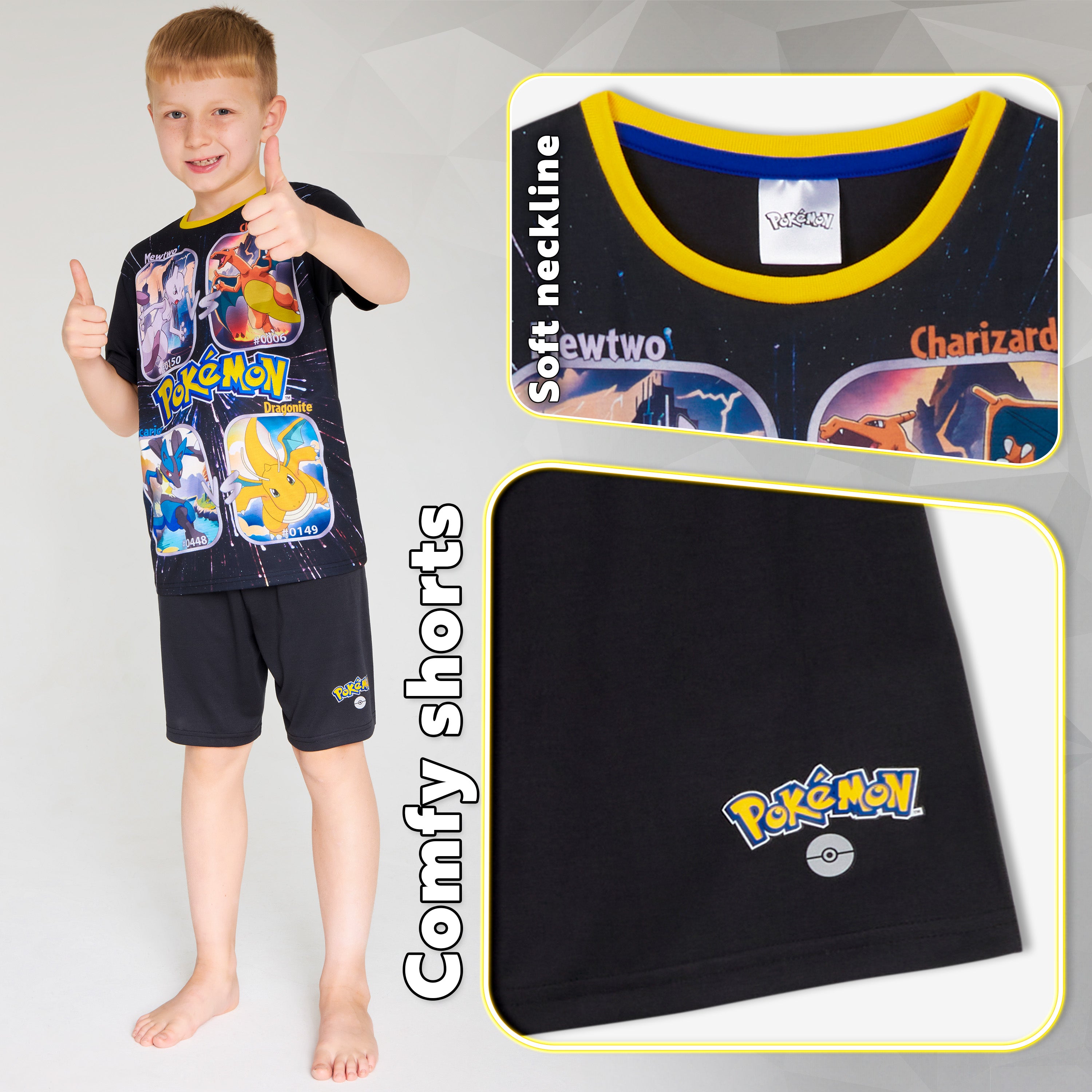 pok-mon-pyjama-court-gar-on-noir-jaune-7-8-ans image 5