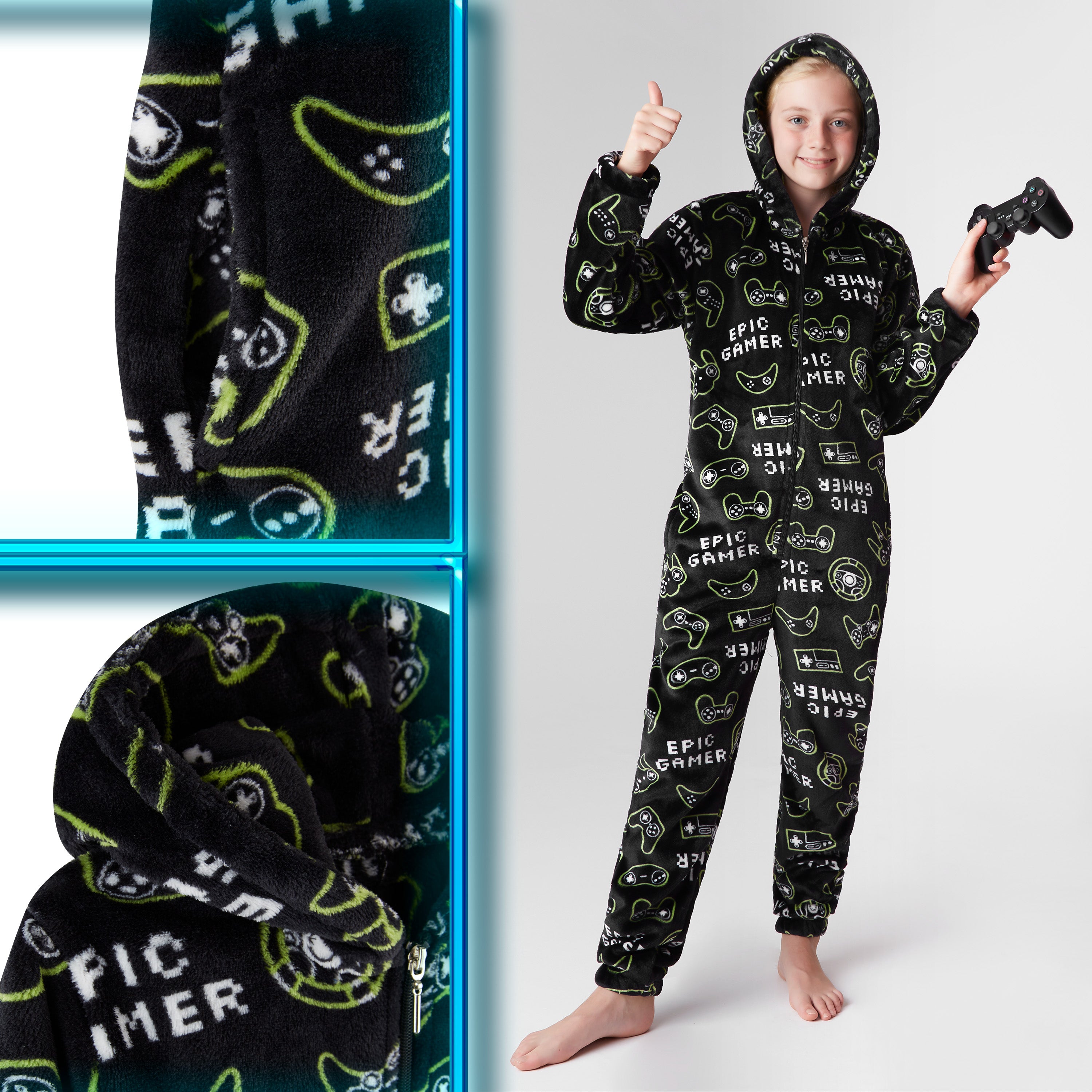 citycomfort-onesie-enfant-polaire-gaming-9-10-ans-pyjama image 4
