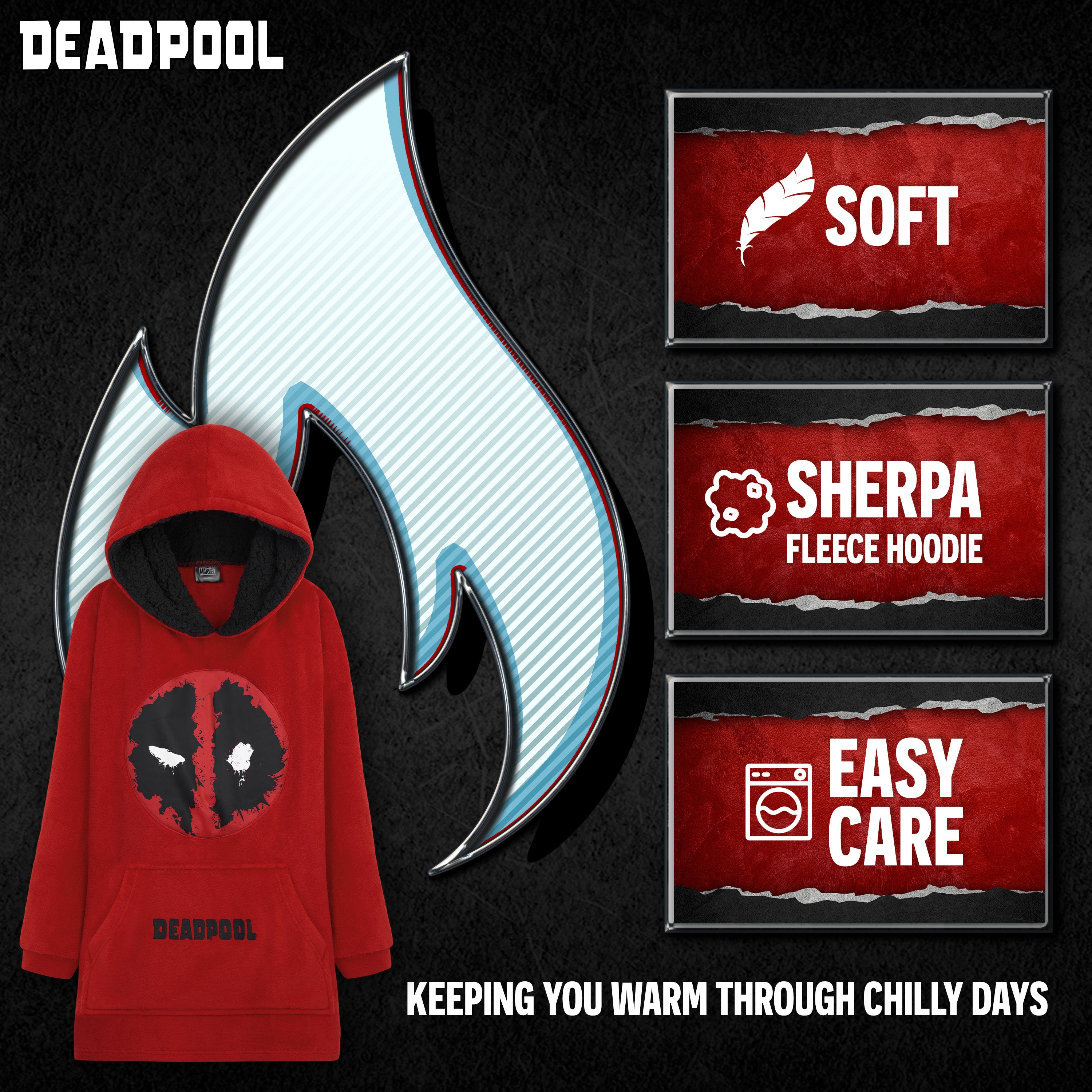marvel-plaid-sweat-capuche-oversize-homme-ado-deadpool image 6