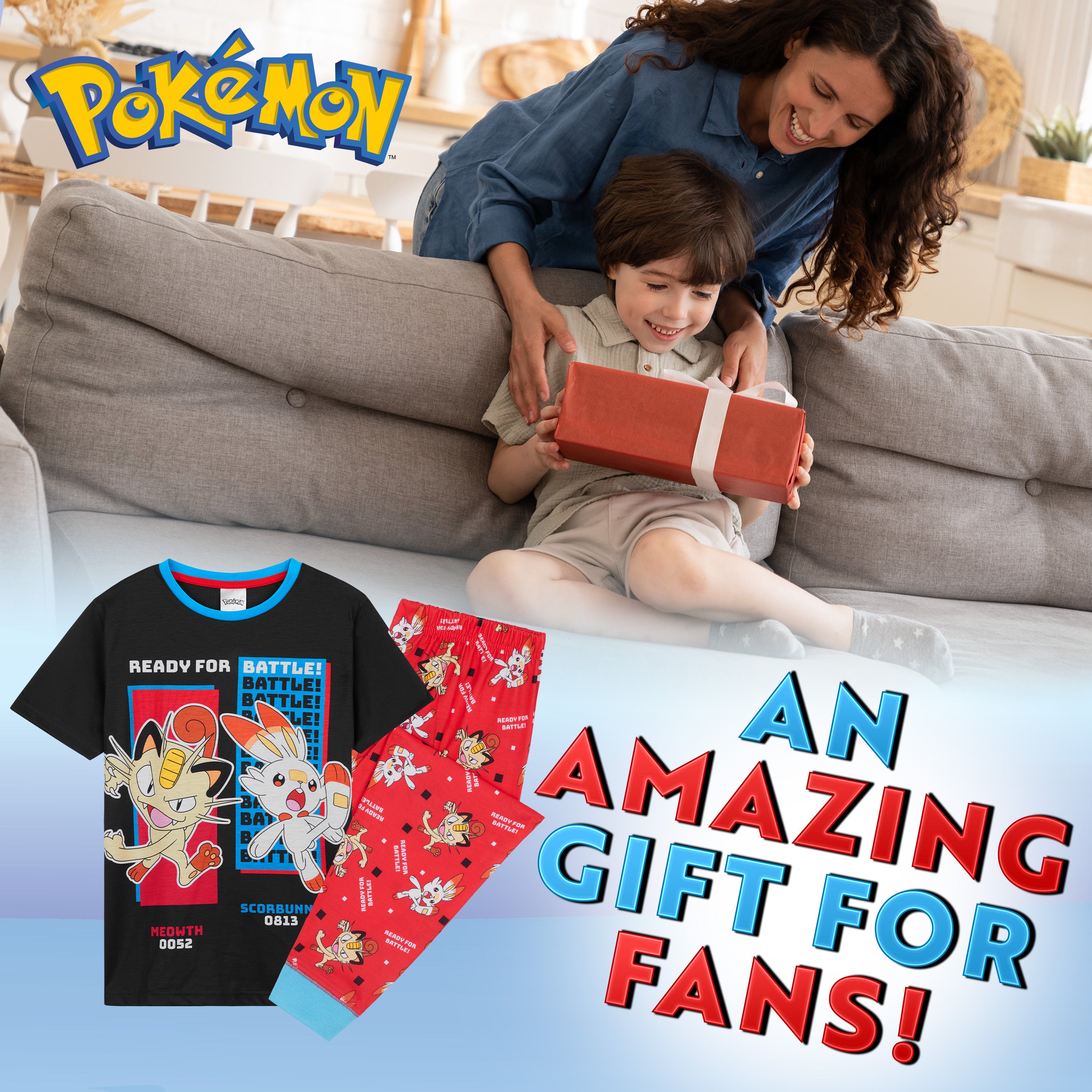 pokemon-boys-pyjama-long-gar-on-2-pi-ces-7-8-ans-rouge-noir image 2