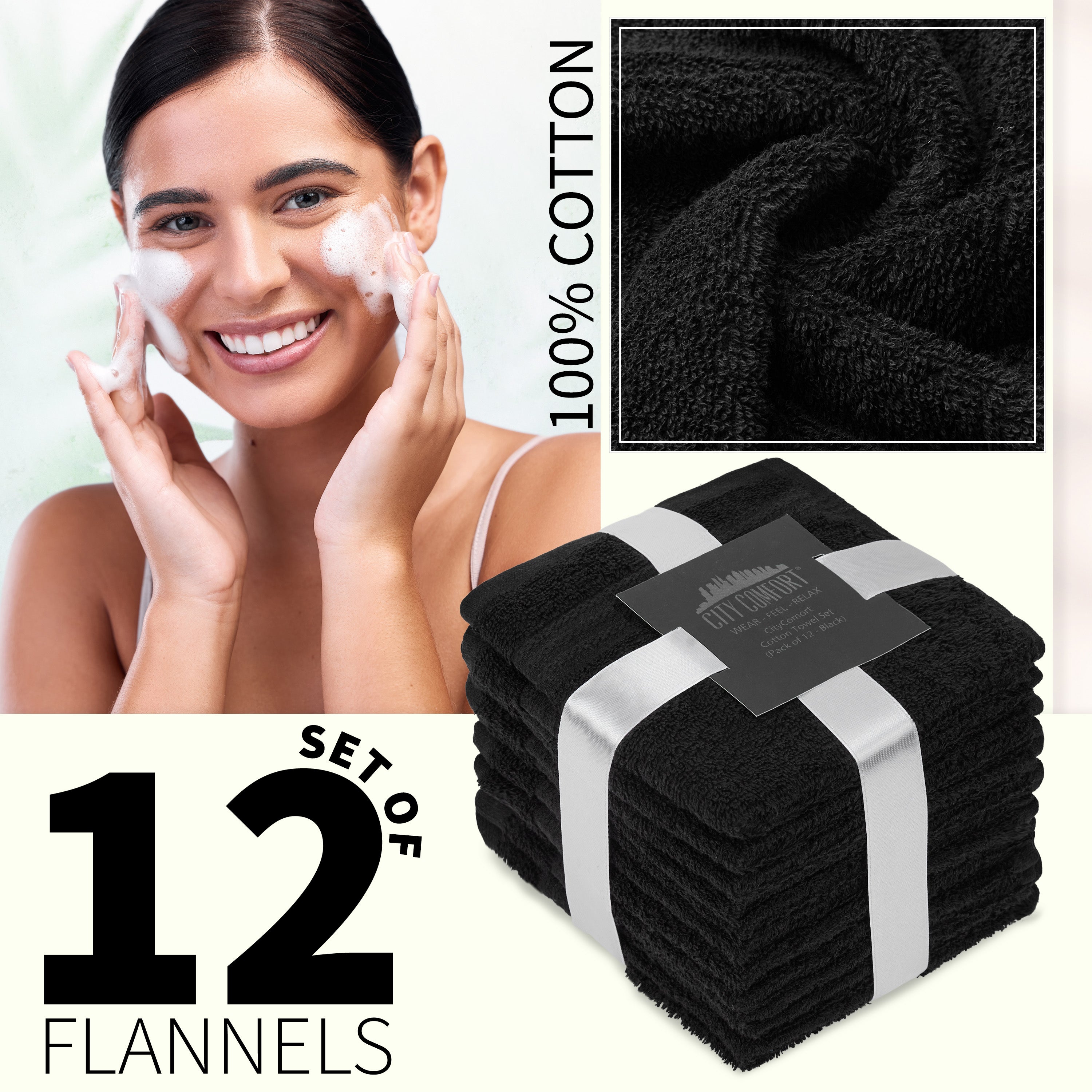 citycomfort-gants-toilette-coton-blanc-lot-12-30x30 image 3
