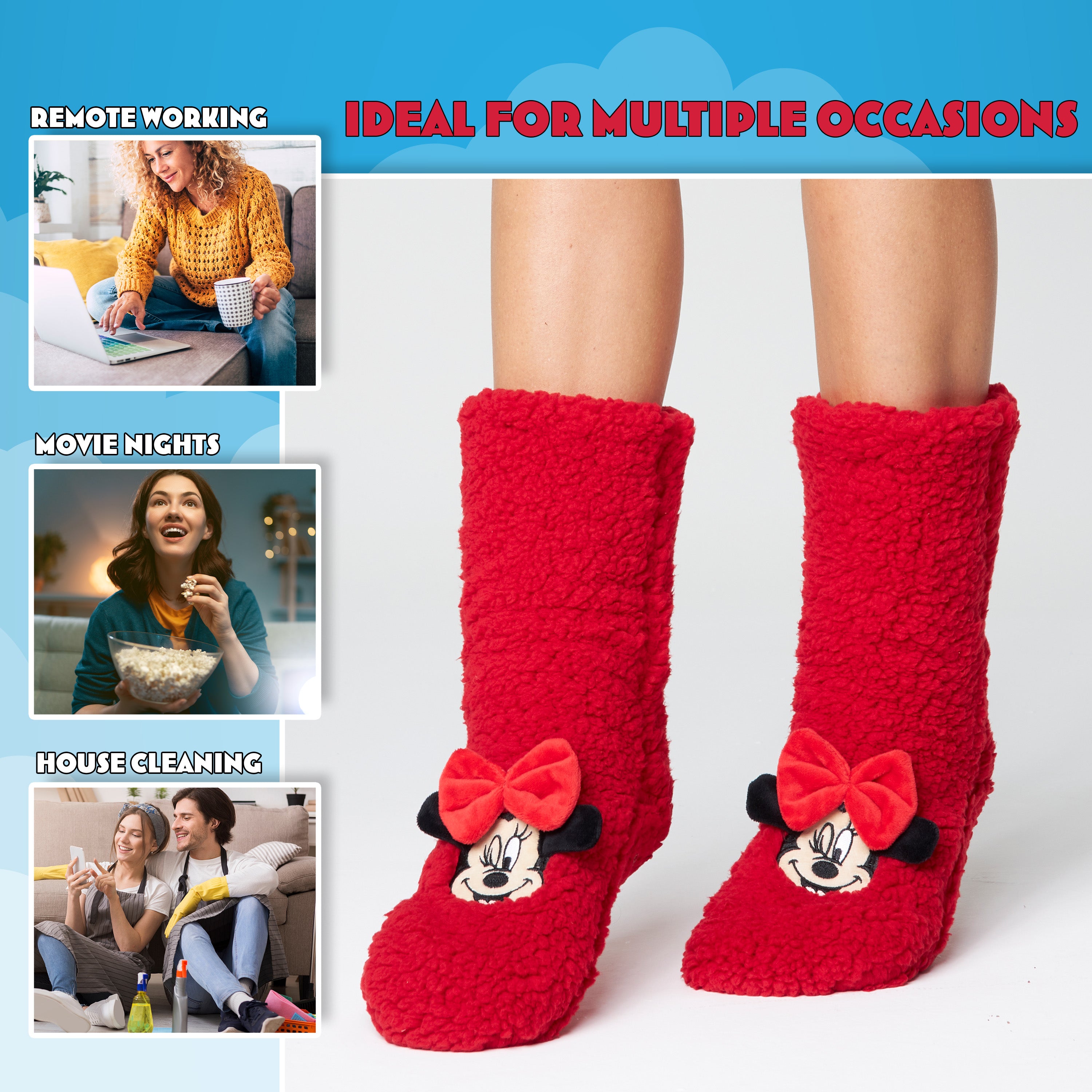 disney-minnie-chaussettes-chaussons-polaire-antid-rapantes-taille-unique image 4