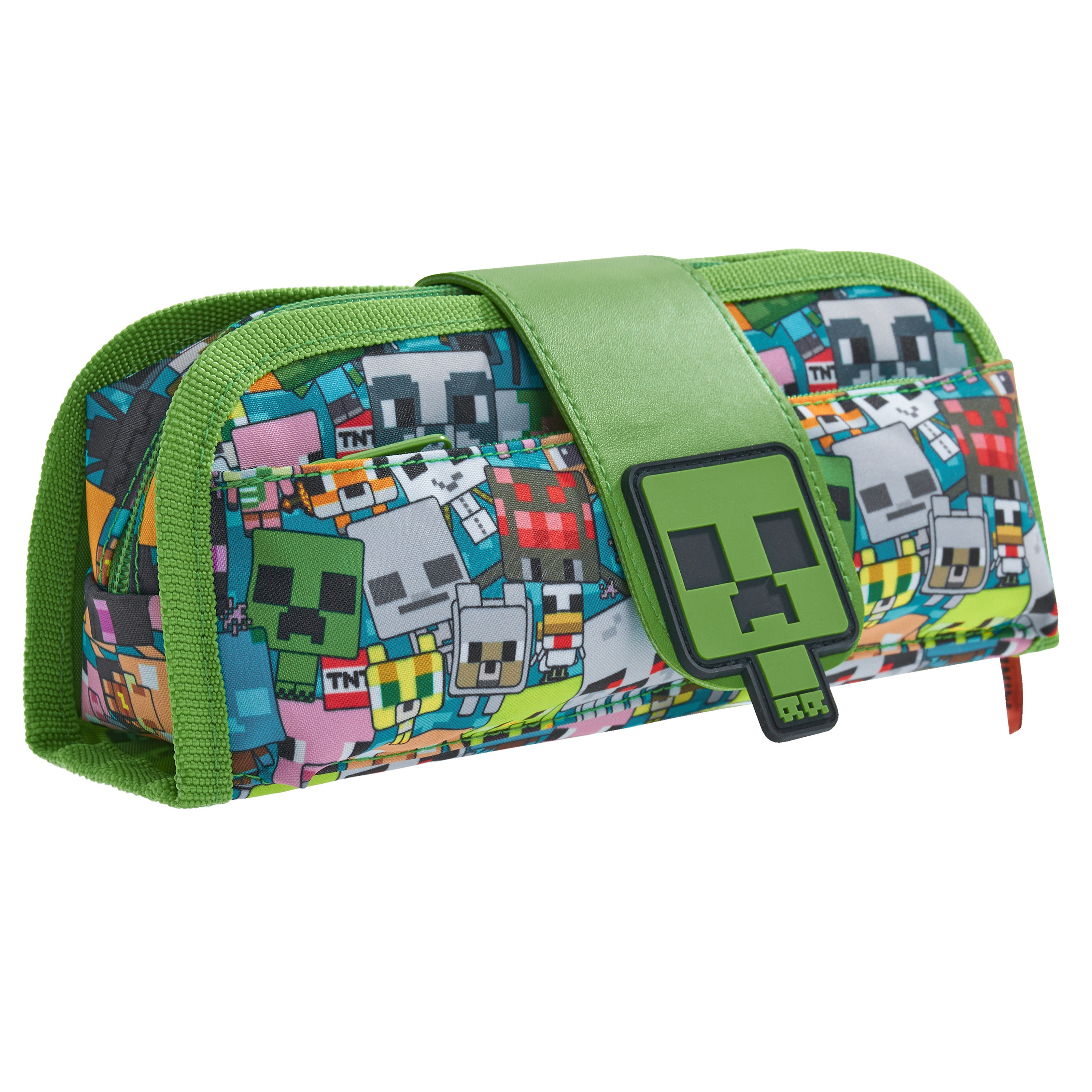 minecraft-trousse-cole-creeper-multi-compartiments-pochette-zip image 1