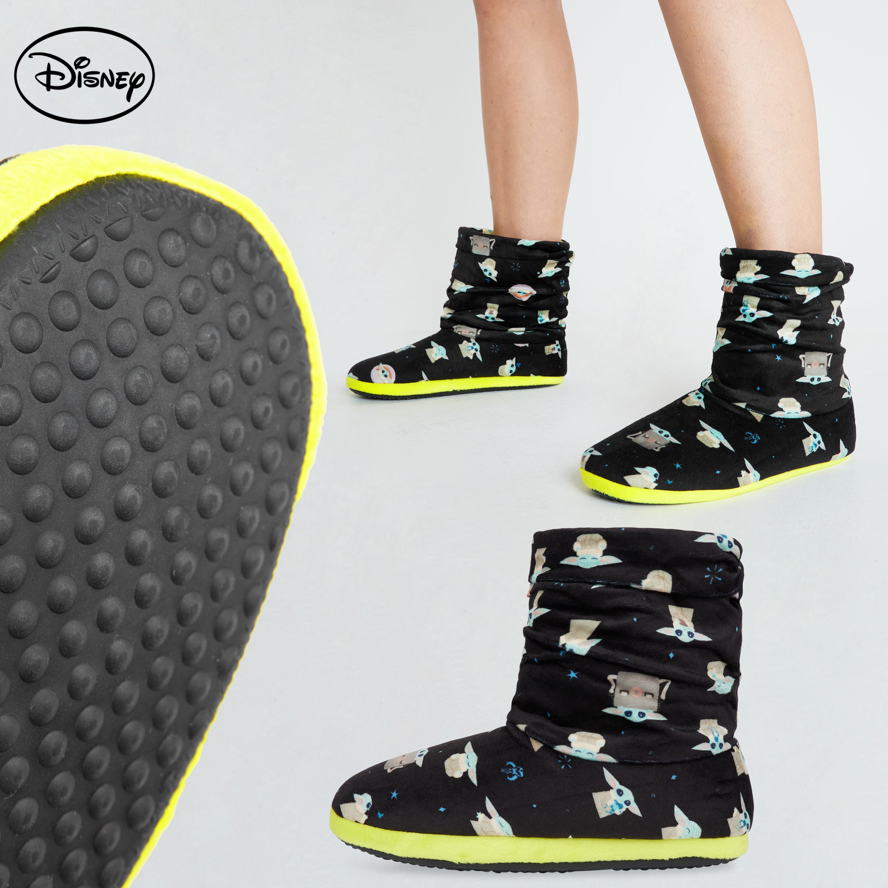 disney-baby-yoda-chaussons-bottes-femme-peluche-verte-chaud image 3