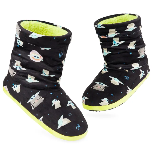 disney-baby-yoda-chaussons-bottes-femme-peluche-verte-chaud image 1