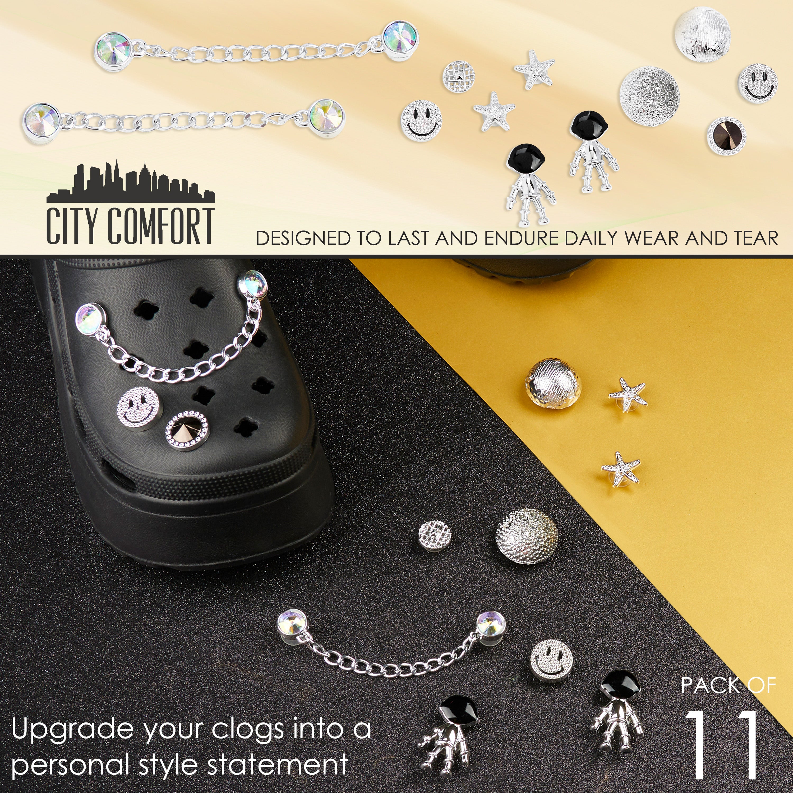 get-trend-citycomfort-charms-sabots-argent-noir-d-coration image 6