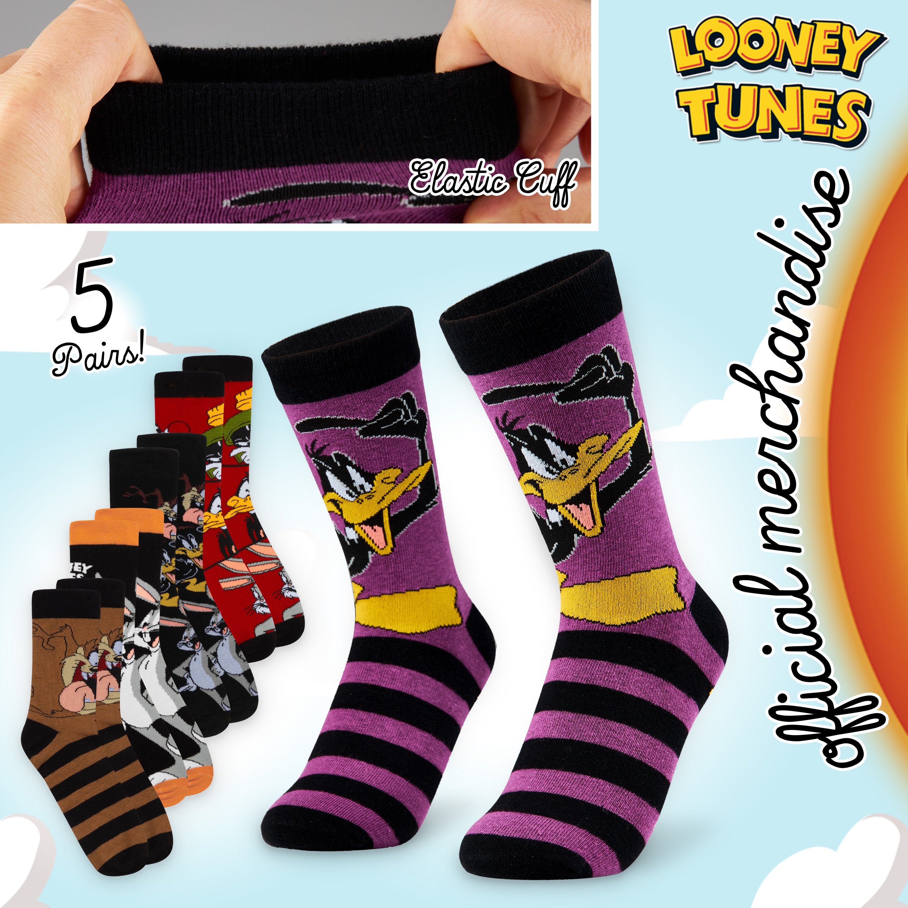 get-trend-men-looney-tunes-chaussettes-homme-lot-5-coton-respirant image 3