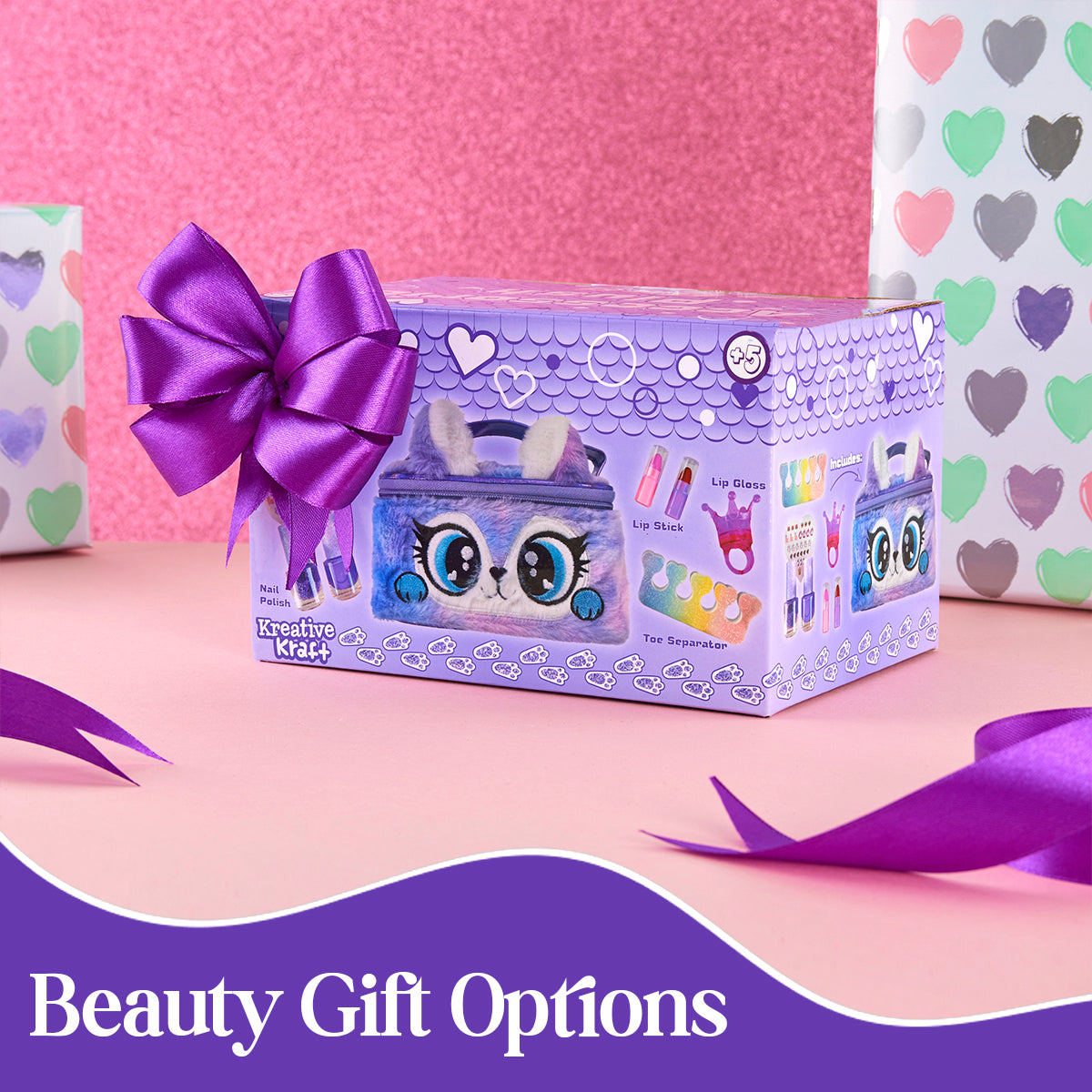 coffret-maquillage-fille-vernis-gloss-trousse-peluche-violet image 2