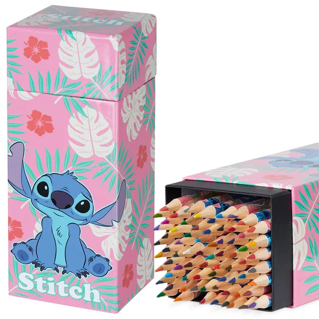 disney-stitch-bo-te-72-crayons-de-couleur-rose-coffret-stitch image 1