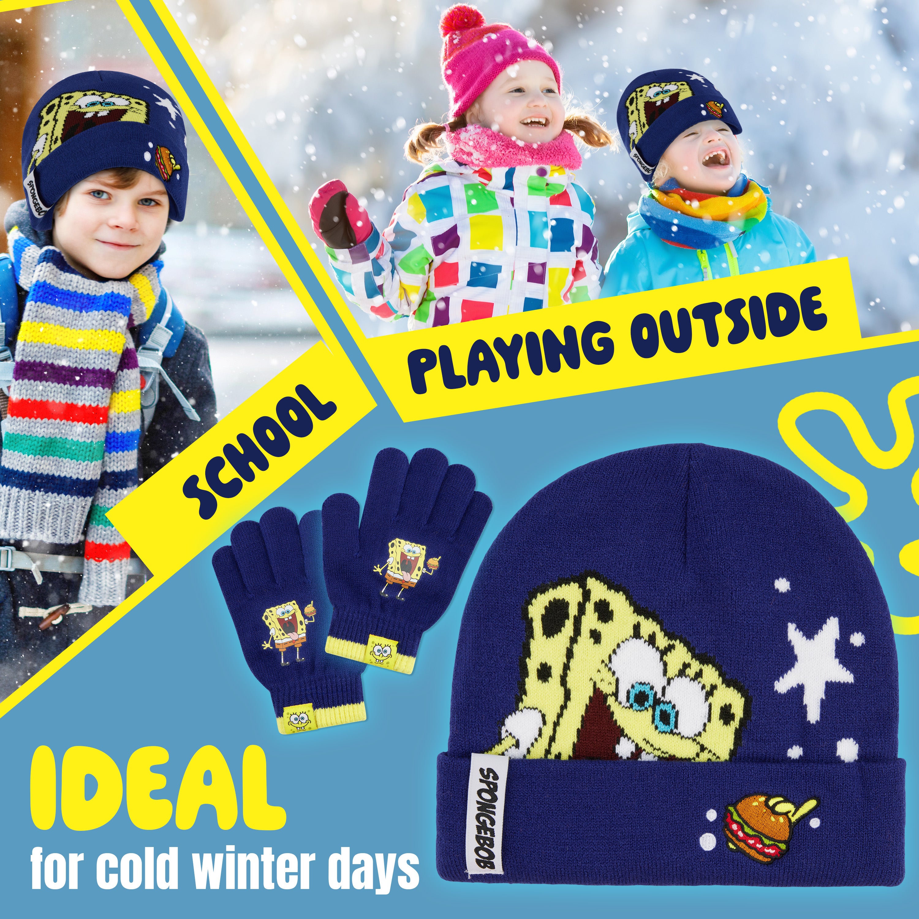 get-trend-boys-bonnet-gants-bob-ponge-gar-on-4-10-ans image 4