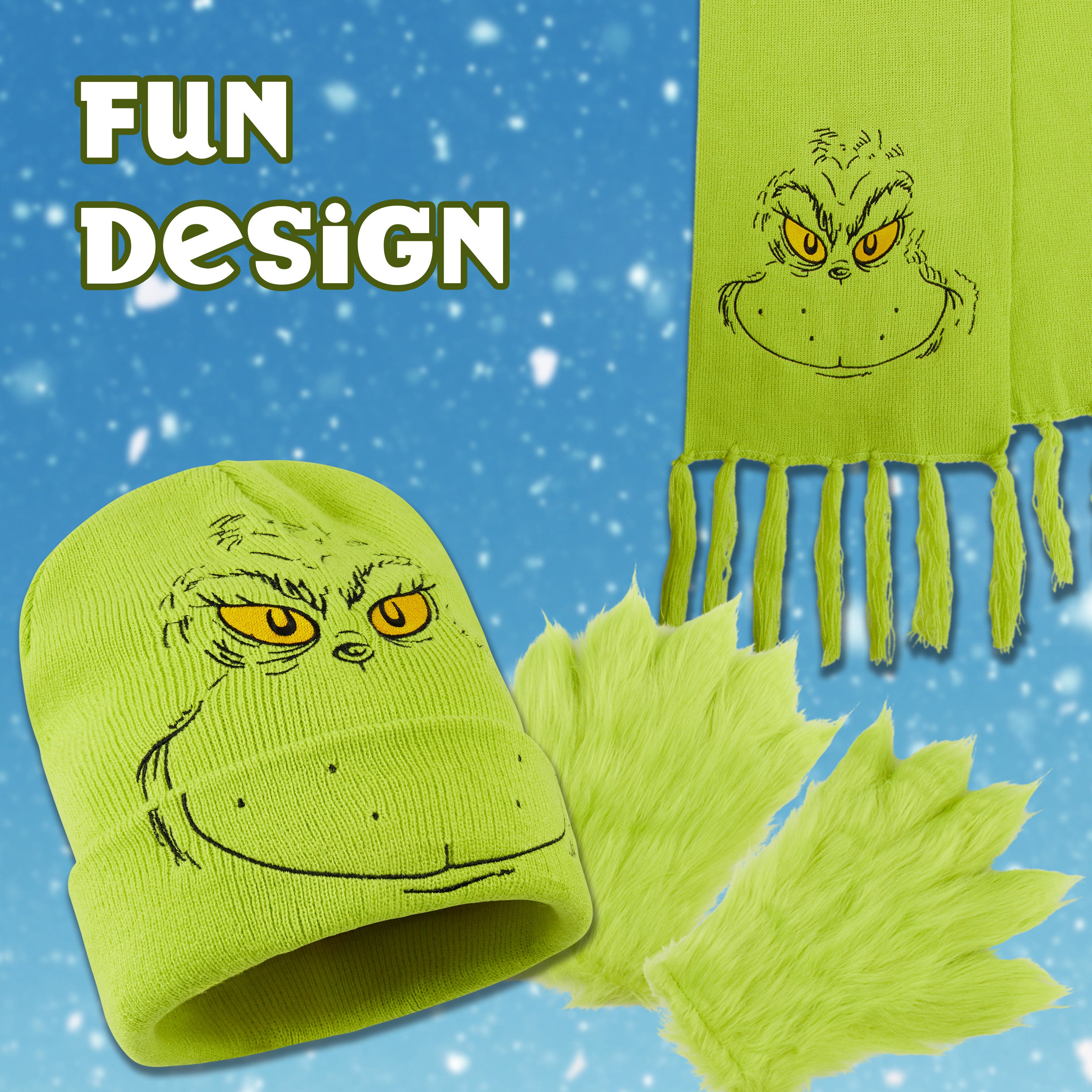 grinch-ensemble-bonnet-charpe-gants-femme-3-pi-ces-vert image 6