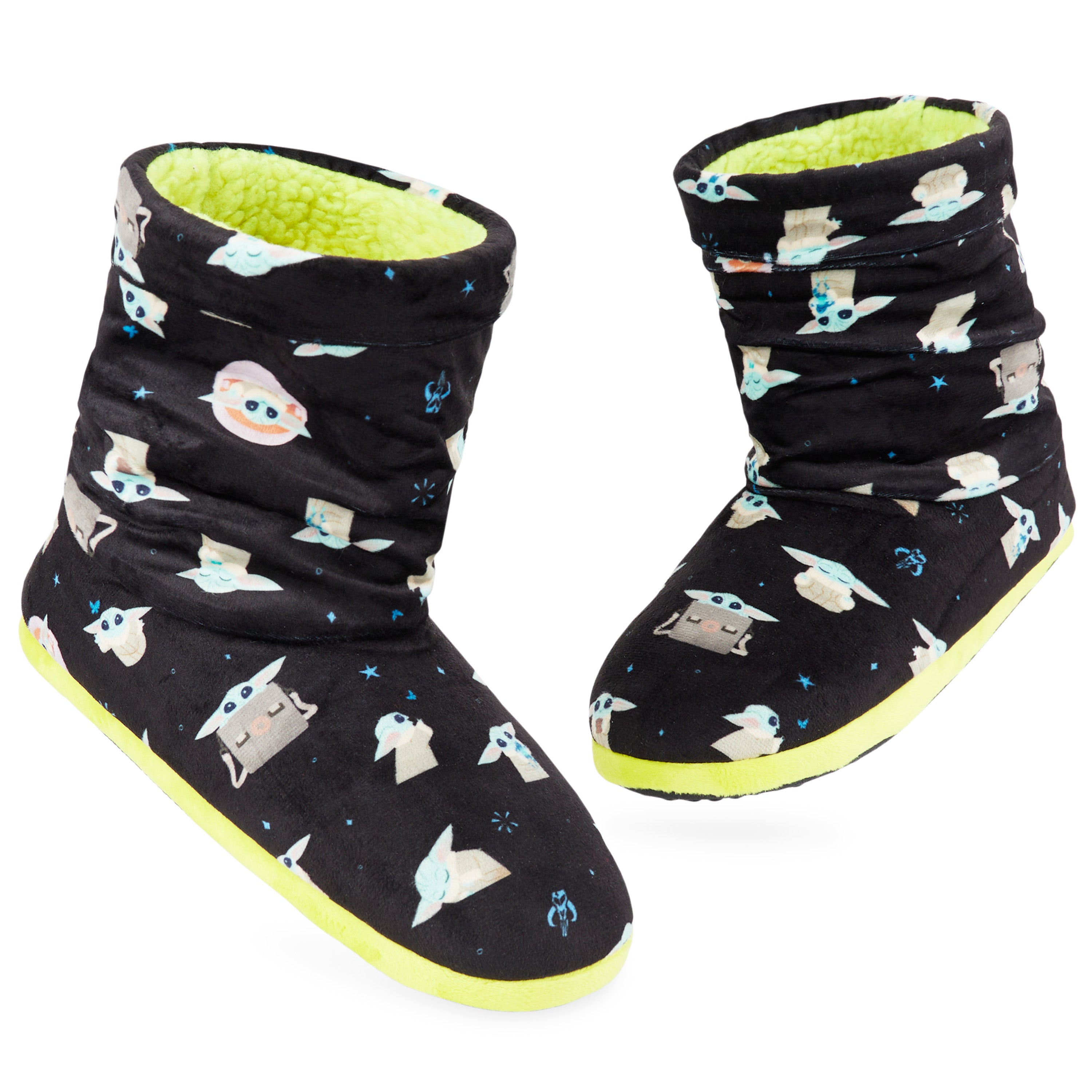 disney-baby-yoda-chaussons-bottes-femme-peluche-verte-chaud image 1