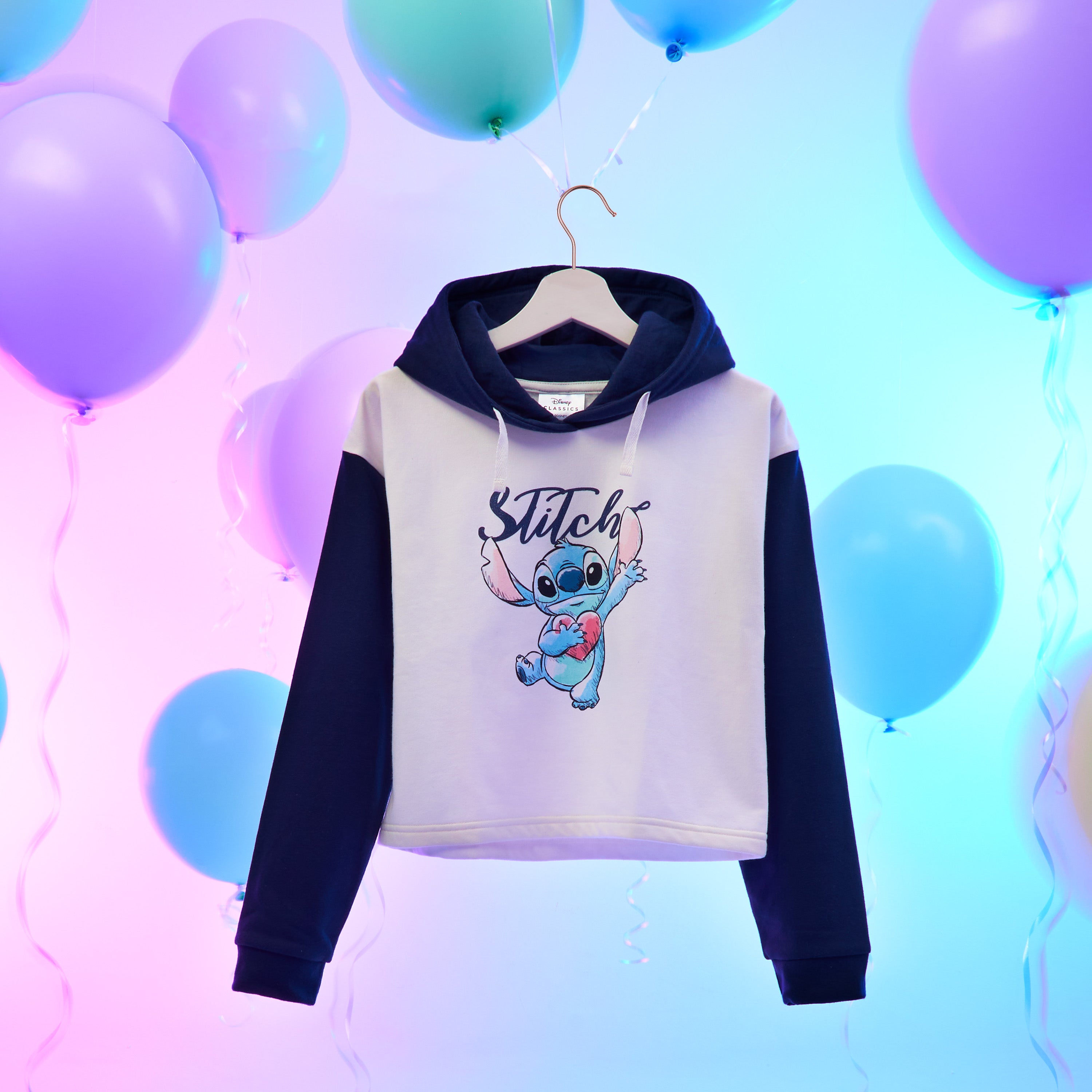 disney-stitch-sweat-capuche-court-fille-bleu image 2