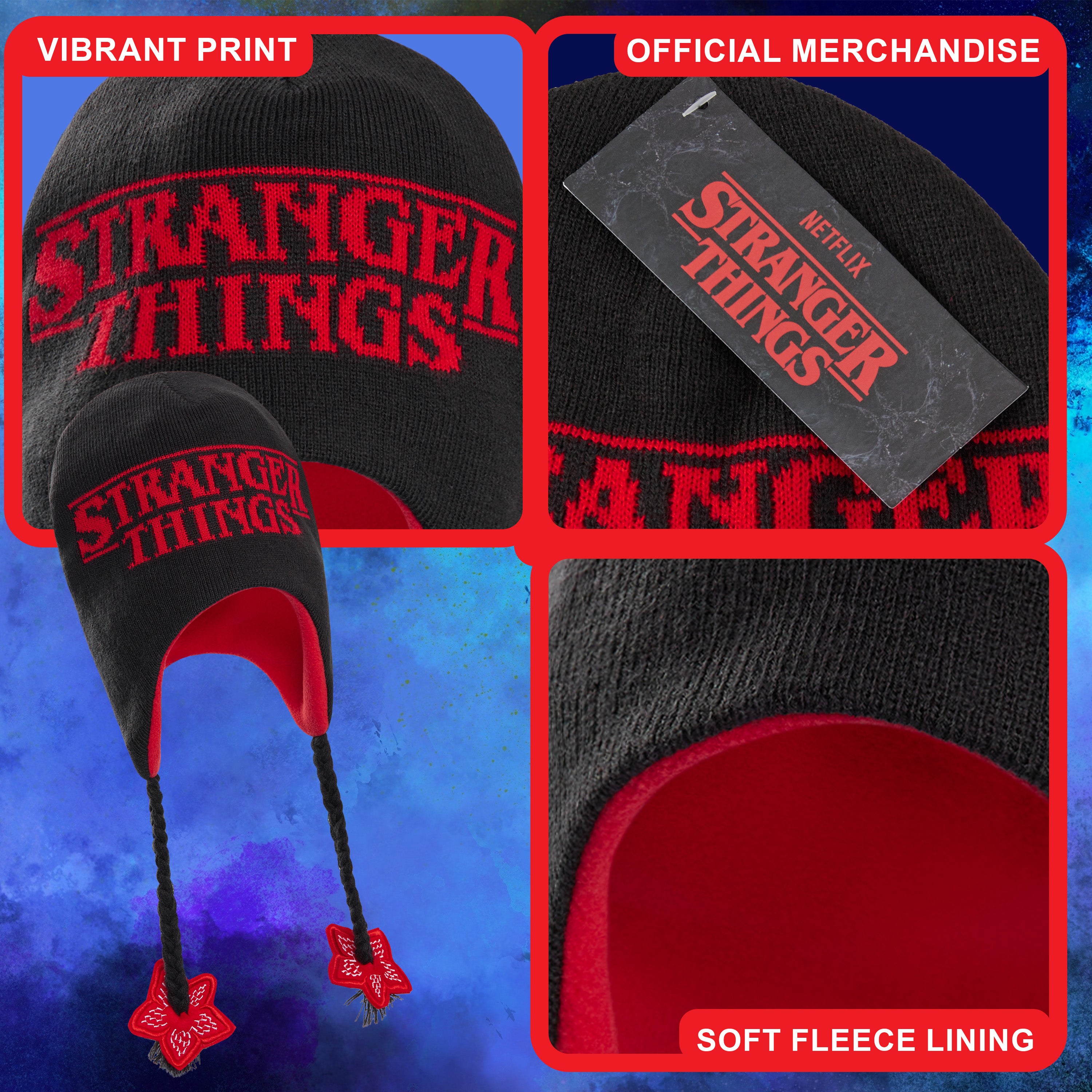 stranger-things-bonnet-enfant-rabats-oreilles-noir image 4