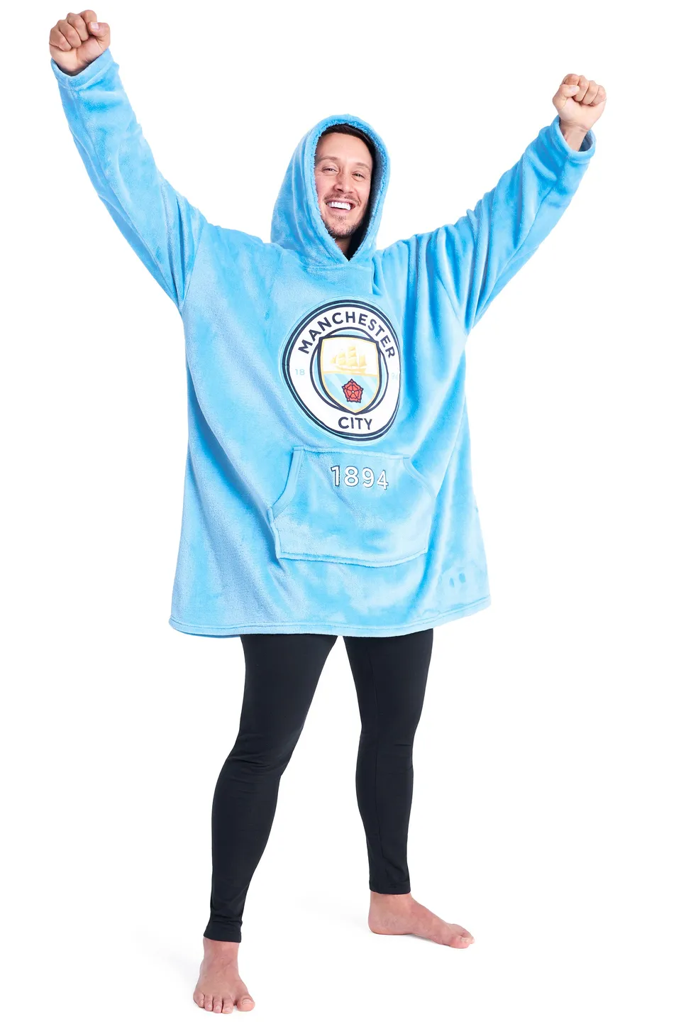 manchester-city-sweat-plaid-oversize-homme-polaire-bleu image 1