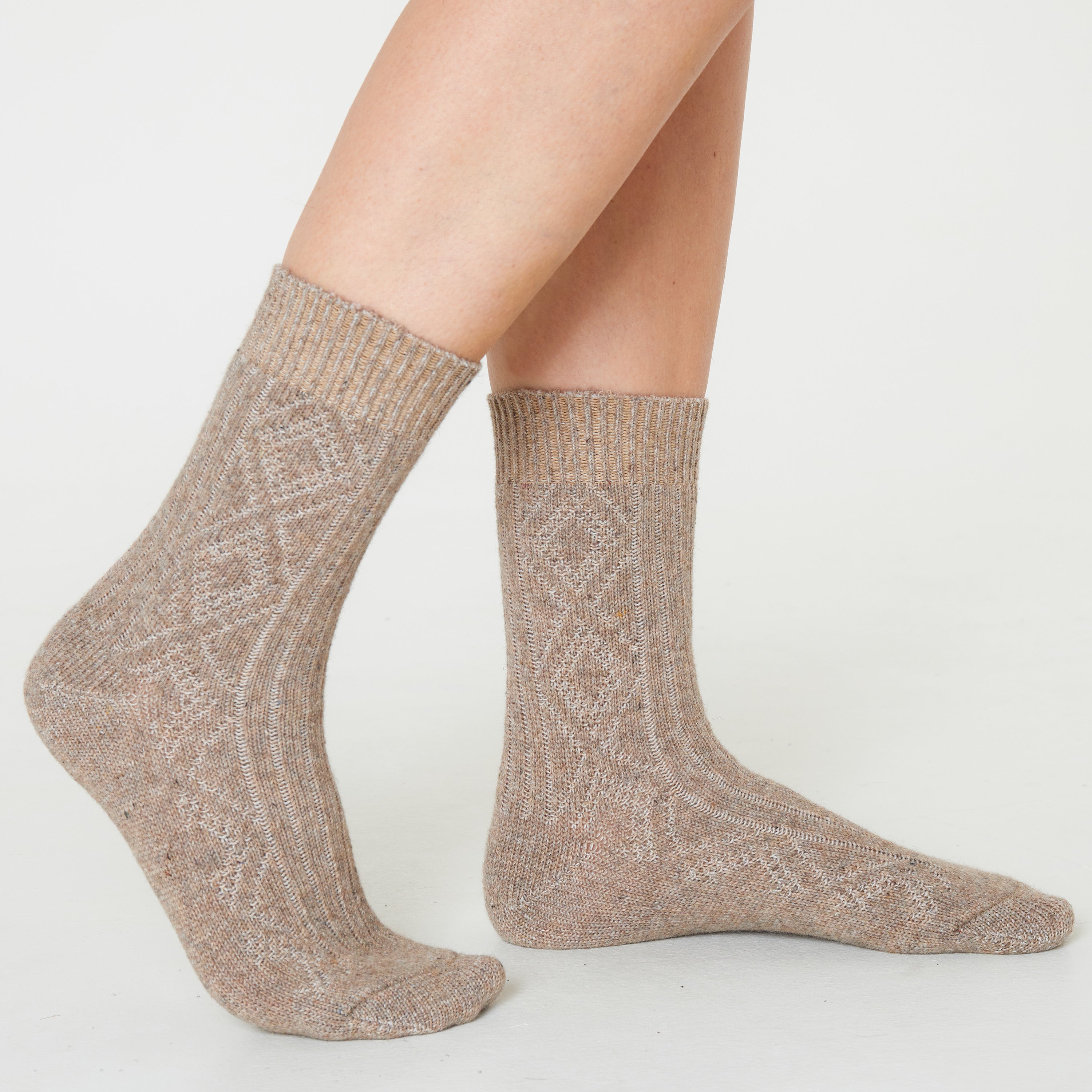 citycomfort-chaussettes-femme-beige-marron-lot-de-2-laine image 4