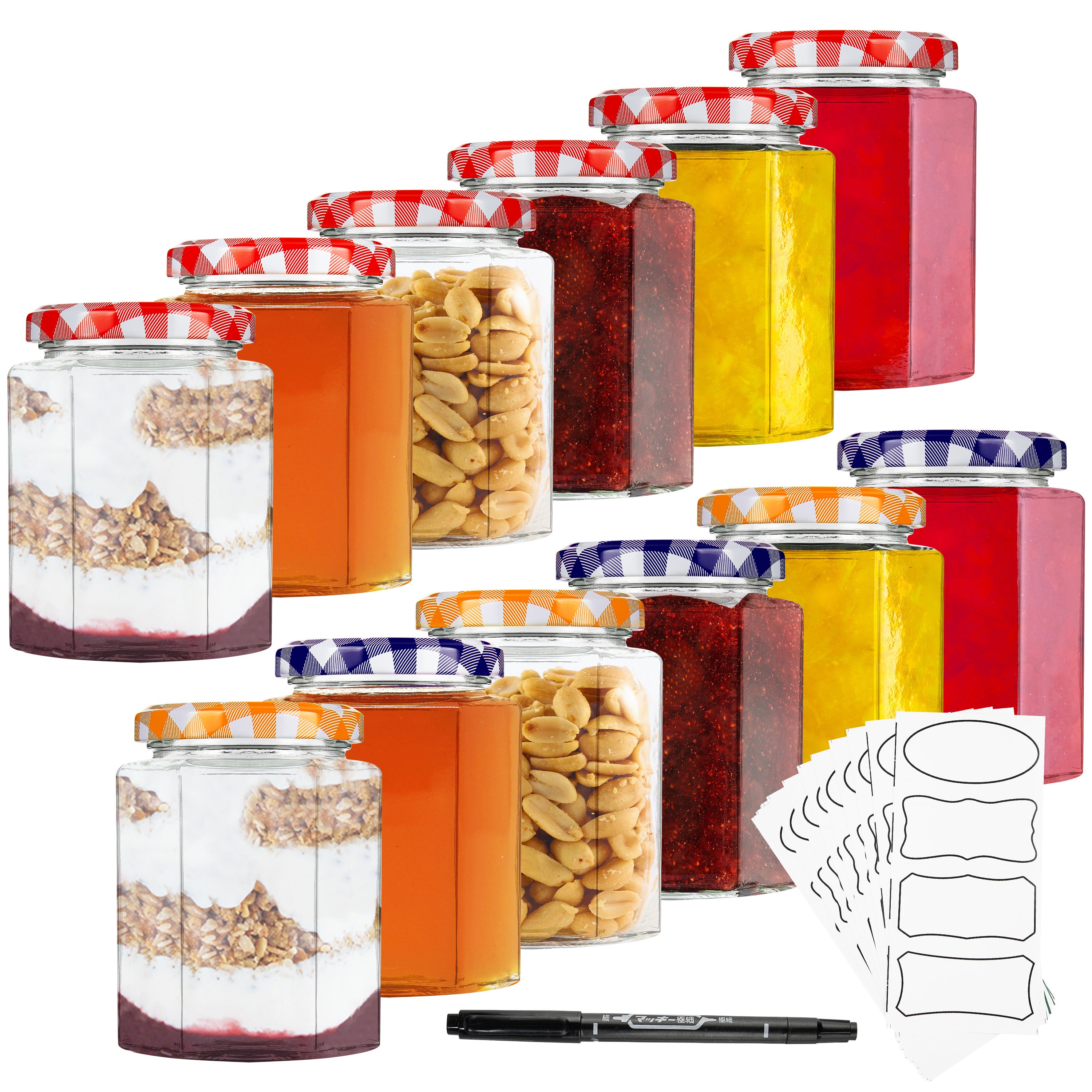 deco-express-lot-12-bocaux-verre-250-ml-herm-tiques-rouges image 1