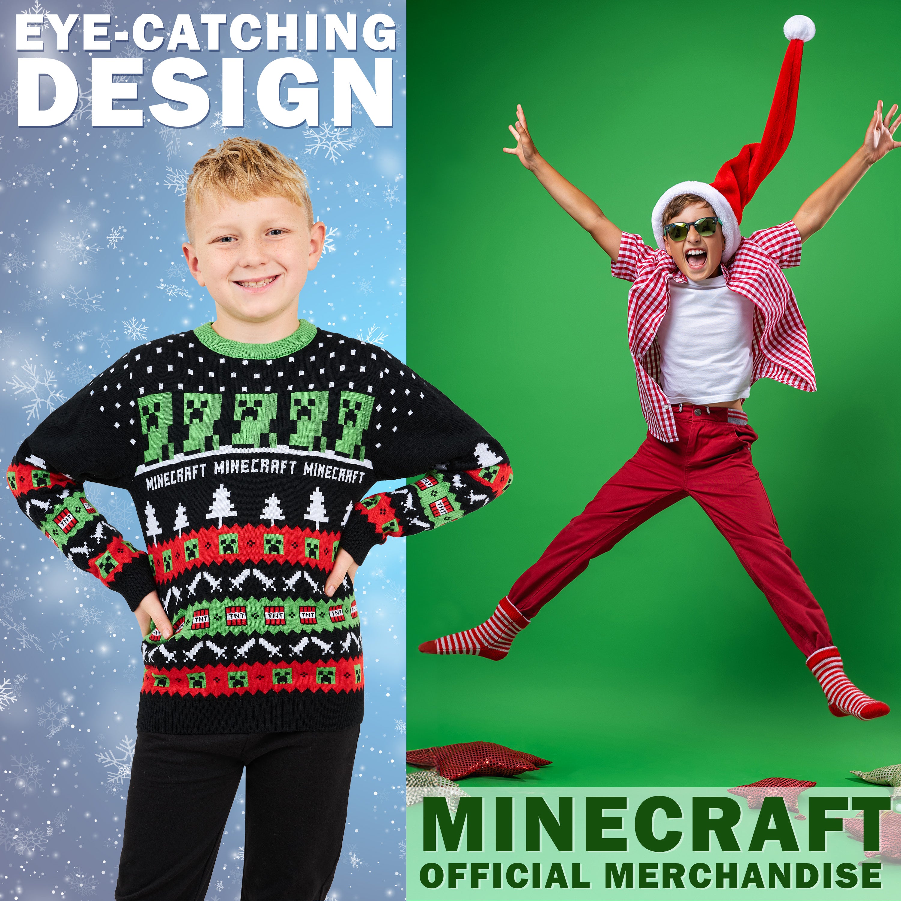 minecraft-pull-no-l-gar-on-creeper-col-rond-manches-longues image 2