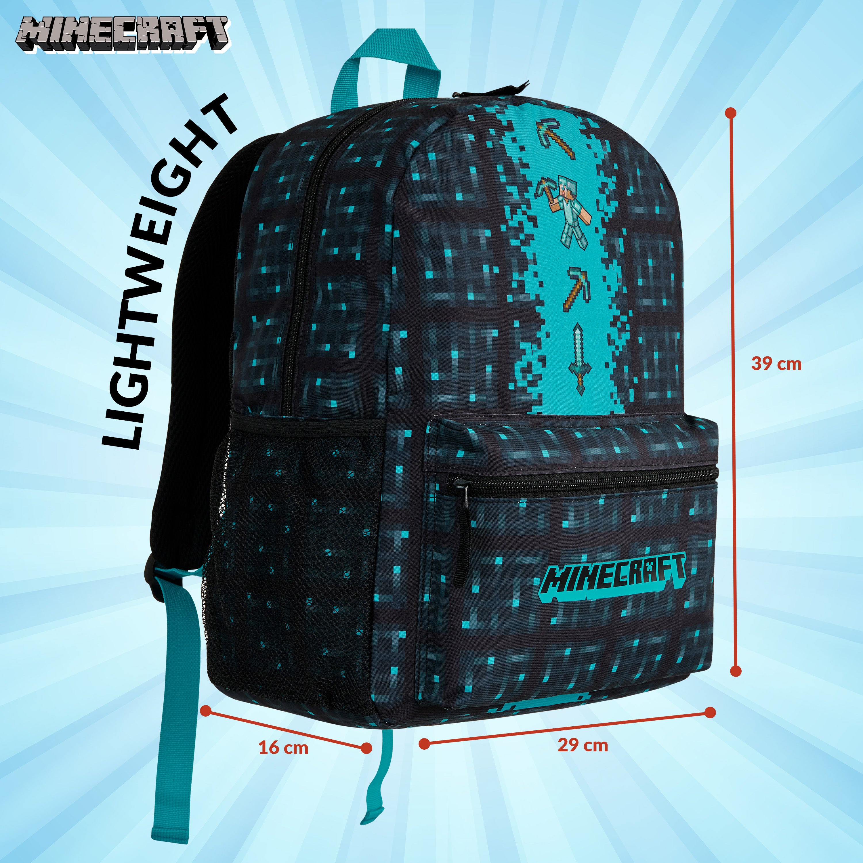 minecraft-sac-dos-enfant-bleu-cartable-cole image 6