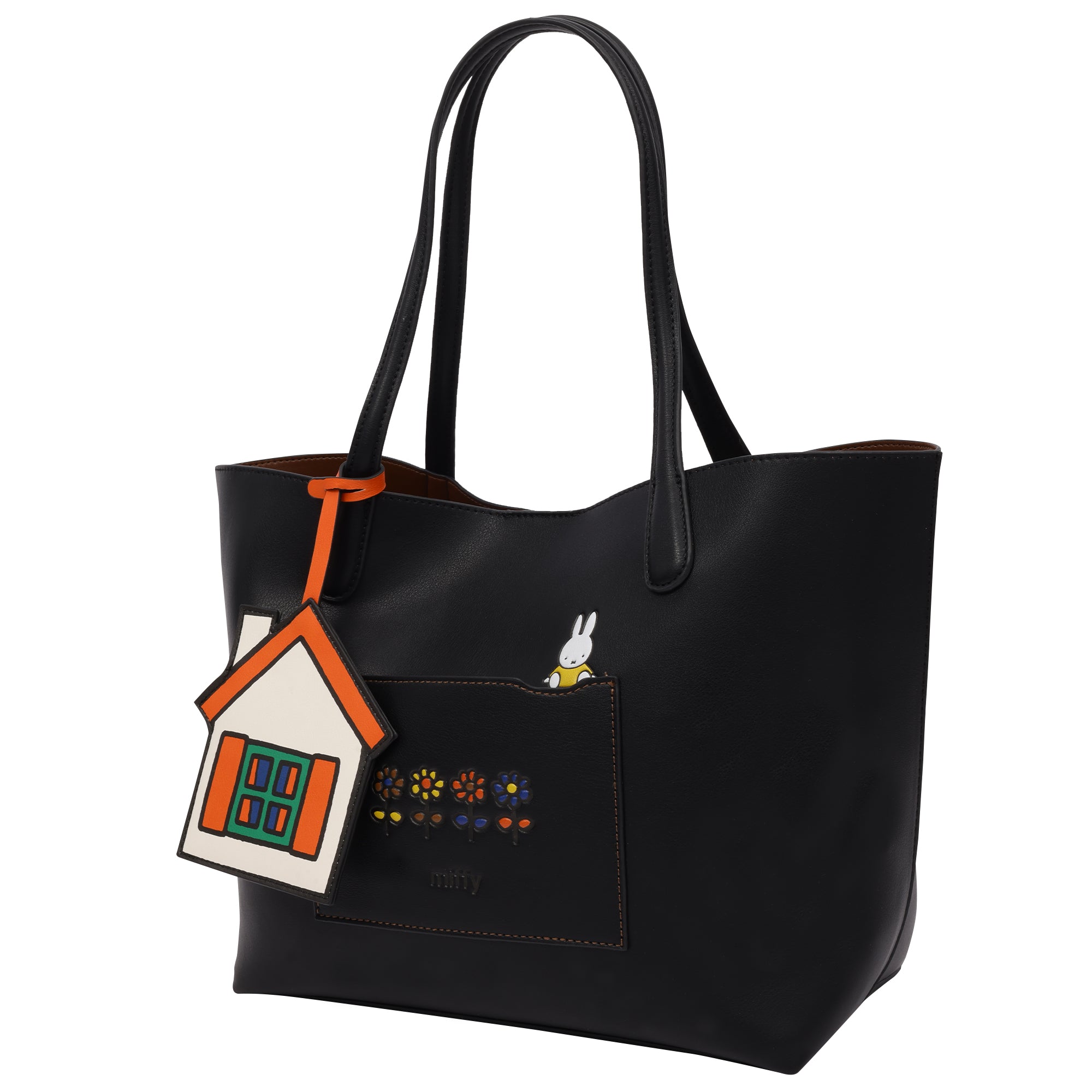 danielle-nicole-miffy-peeking-tote-cabas-noir-fleurs-maison image 3