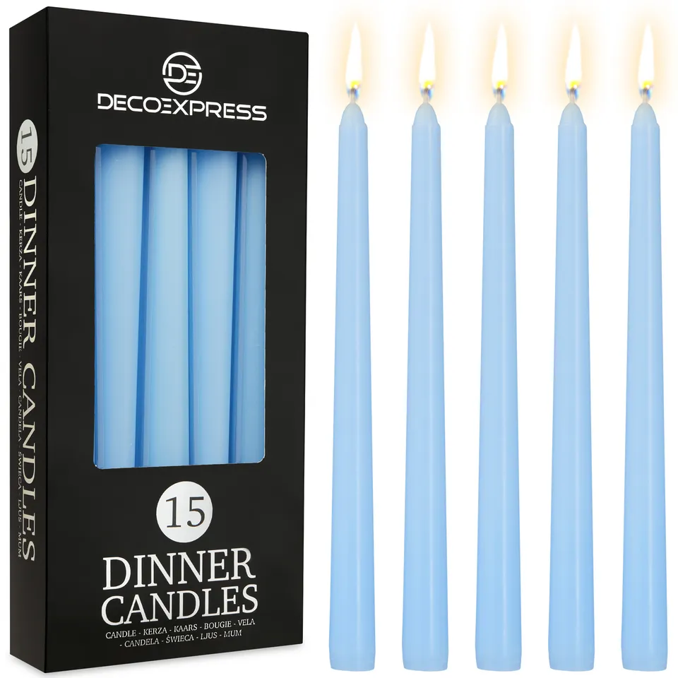 deco-express-bougies-effil-es-non-parfum-es-bleu-clair-lot-15-8h image 1