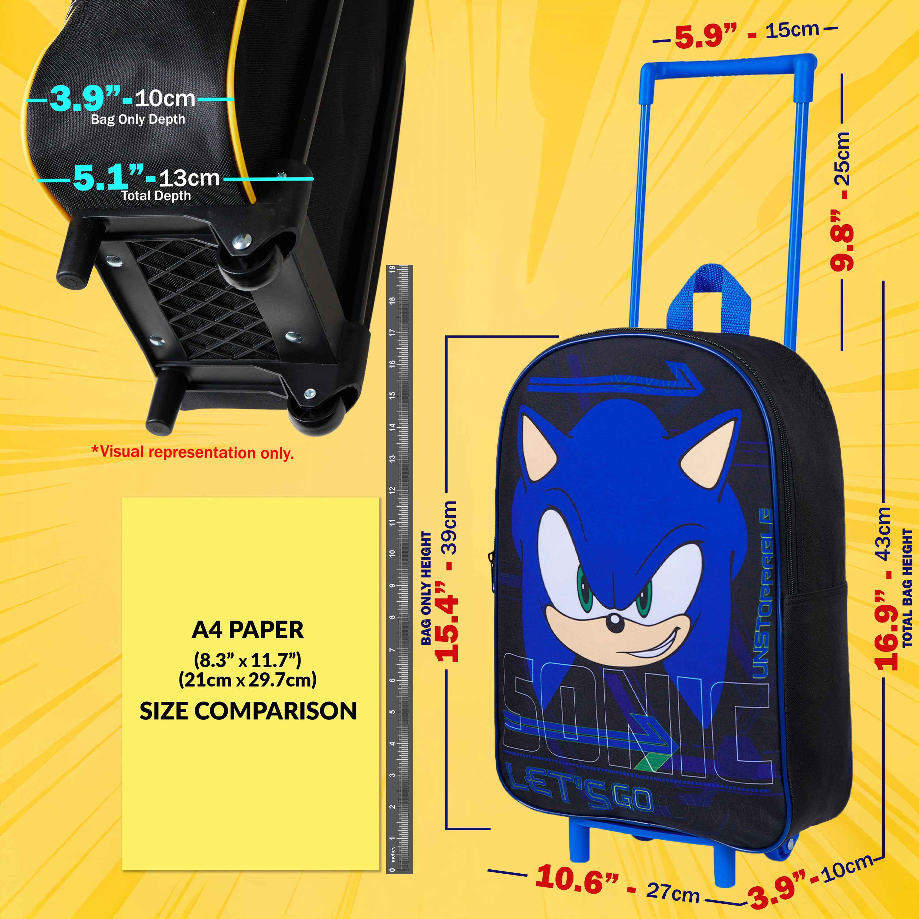 sonic-valise-enfant-trolley-pliable-10-5-l-bleu image 2