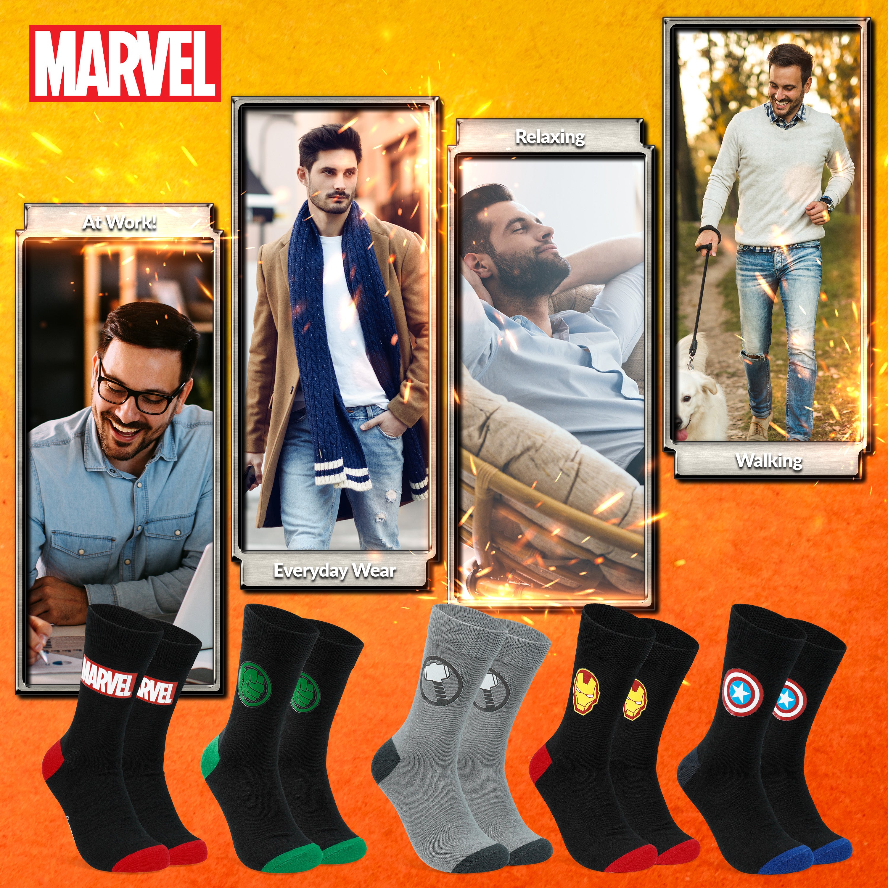 marvel-avengers-chaussettes-homme-mi-mollet-lot-de-5-respirantes image 5