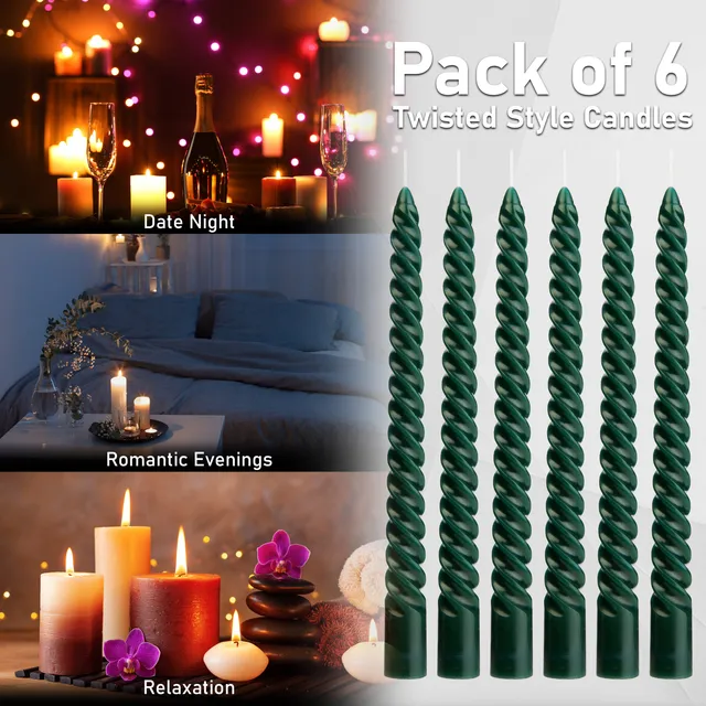 deco-express-bougies-torsad-es-vertes-lot-de-6 image 1