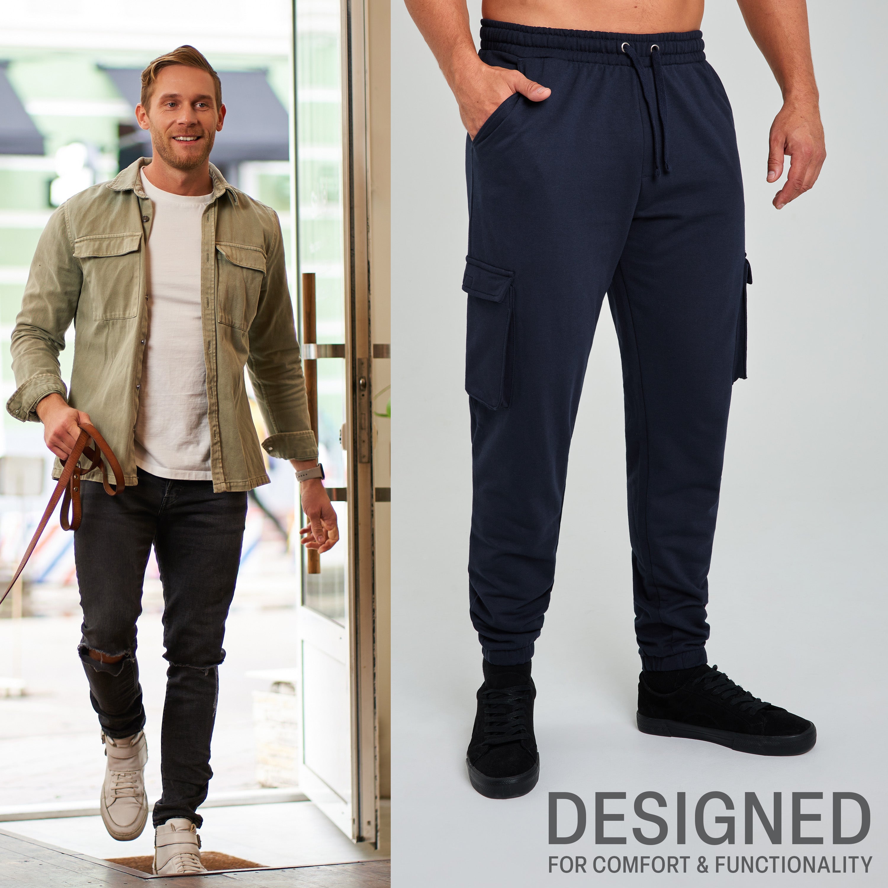 citycomfort-cargo-jogging-homme-noir-4-poches-taille-l-coton image 4