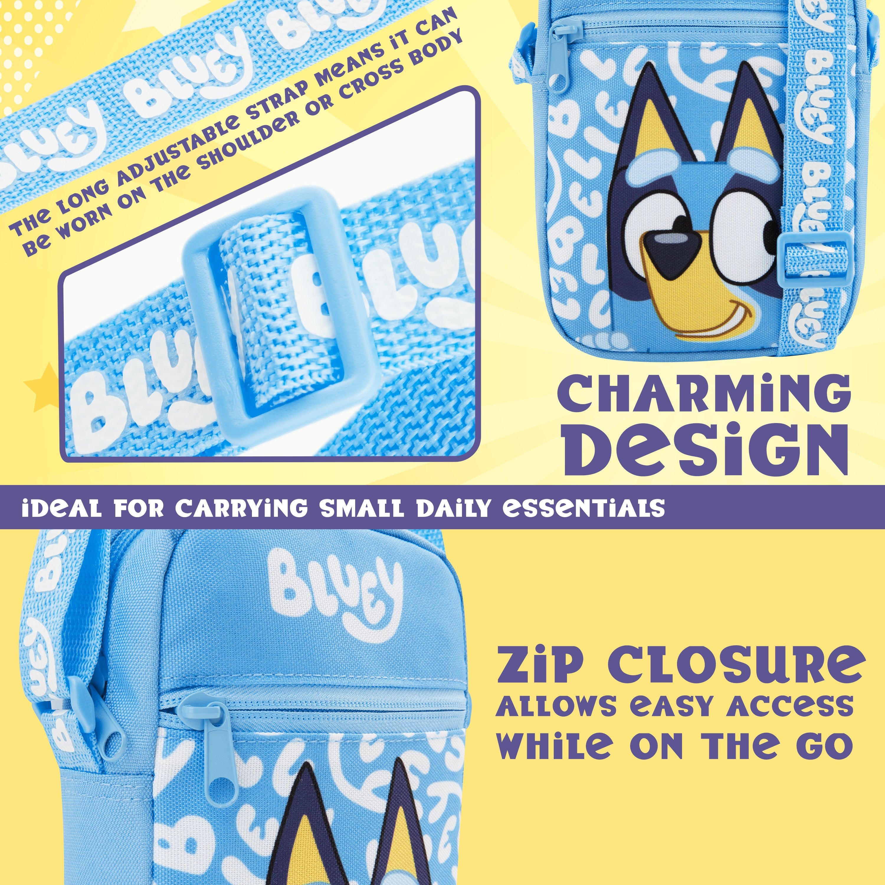 bluey-sac-bandouli-re-fille-sangle-r-glable-zip-cadeau image 4
