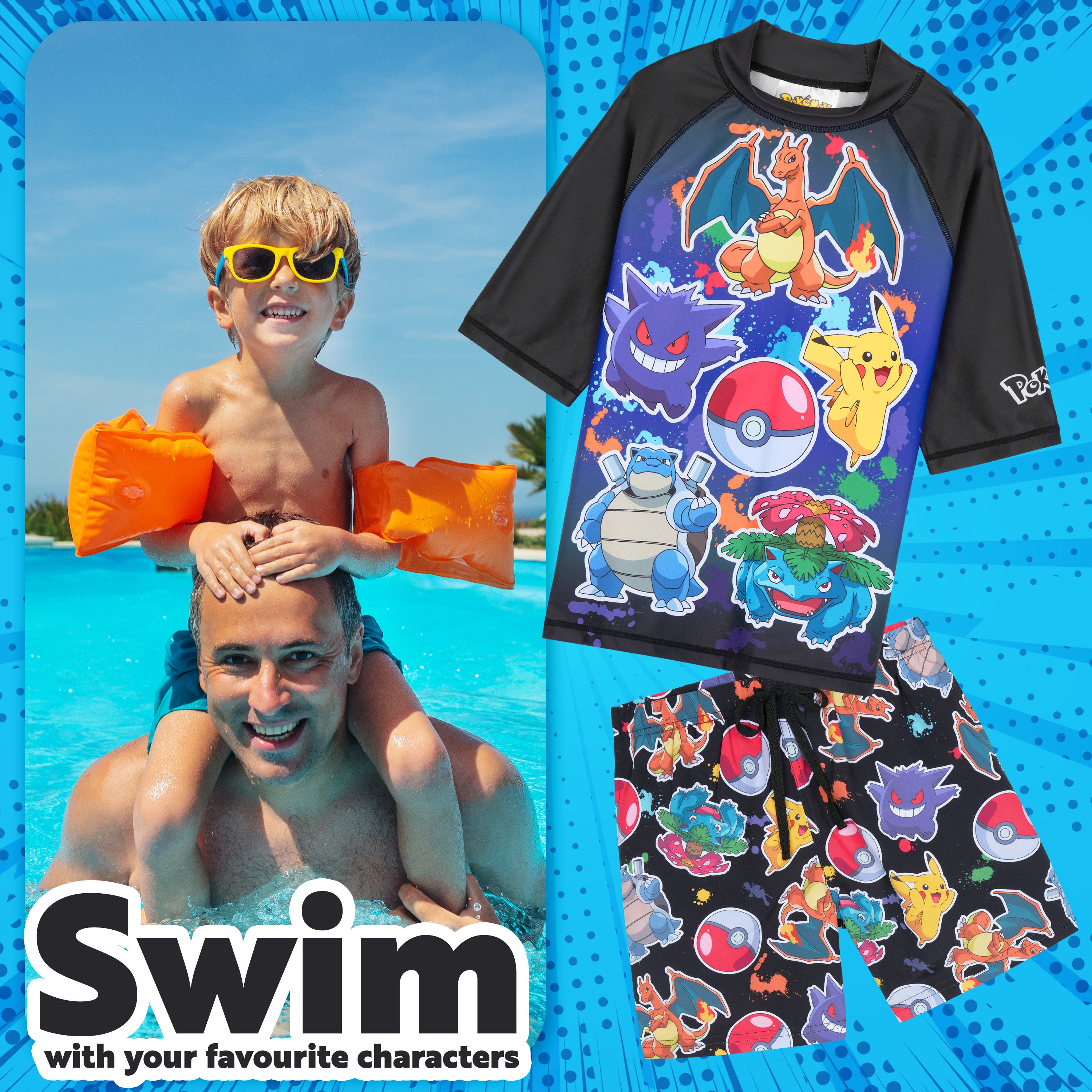 pok-mon-maillot-bain-gar-on-2-pi-ces-7-8-ans-rash-guard image 3
