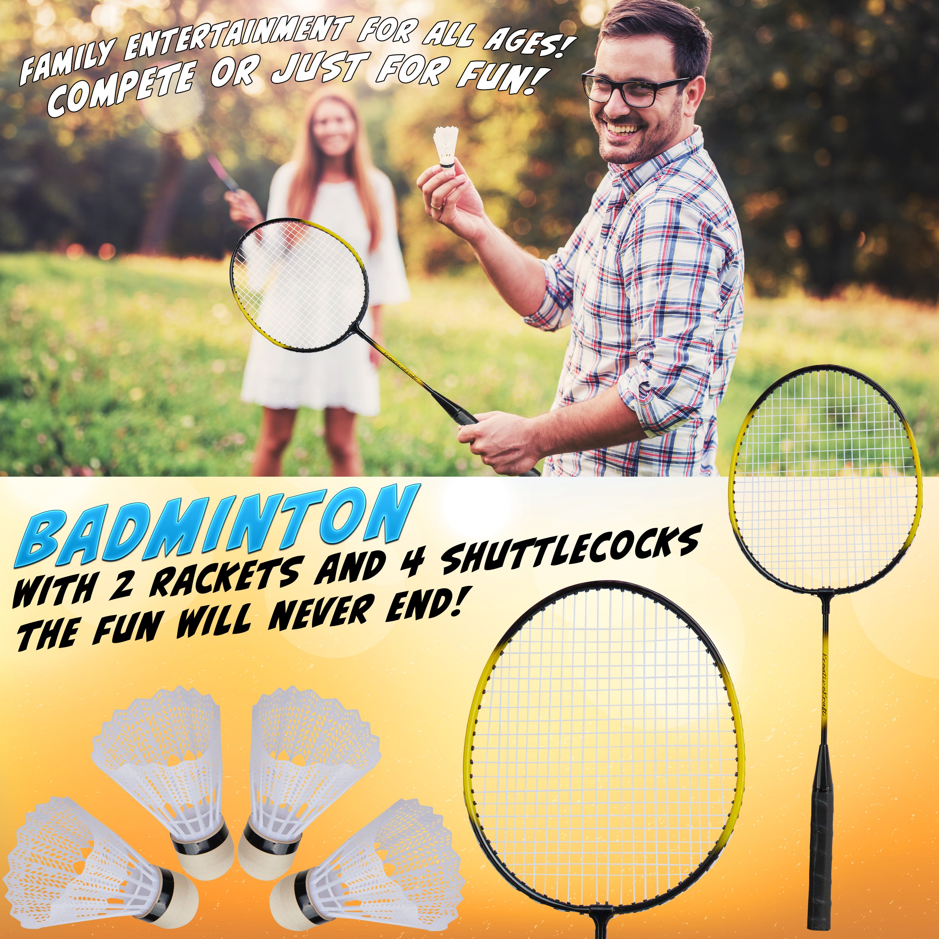 kreativekraft-badminton-set-3-jeux-raquettes-jardin image 4